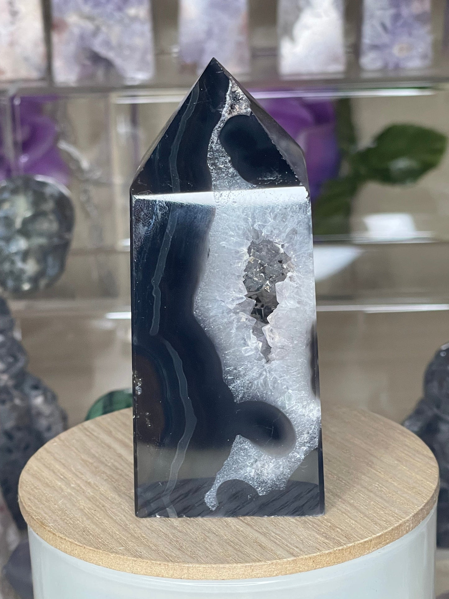 Two Twisted Souls  Crystals Black Carnelian Agate crystal tower