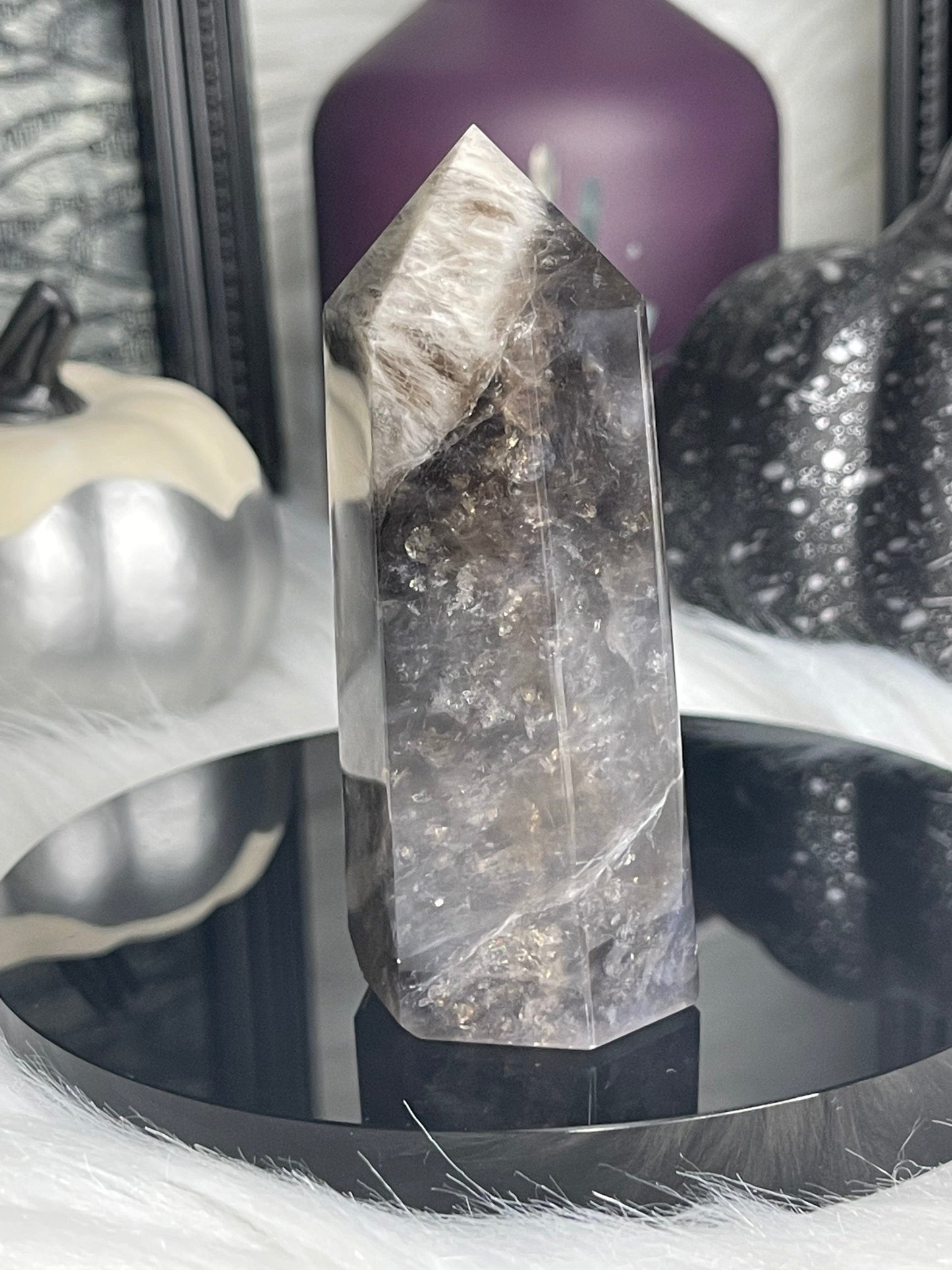 Two Twisted Souls  Crystals Black Rose Quartz Crystal Tower B