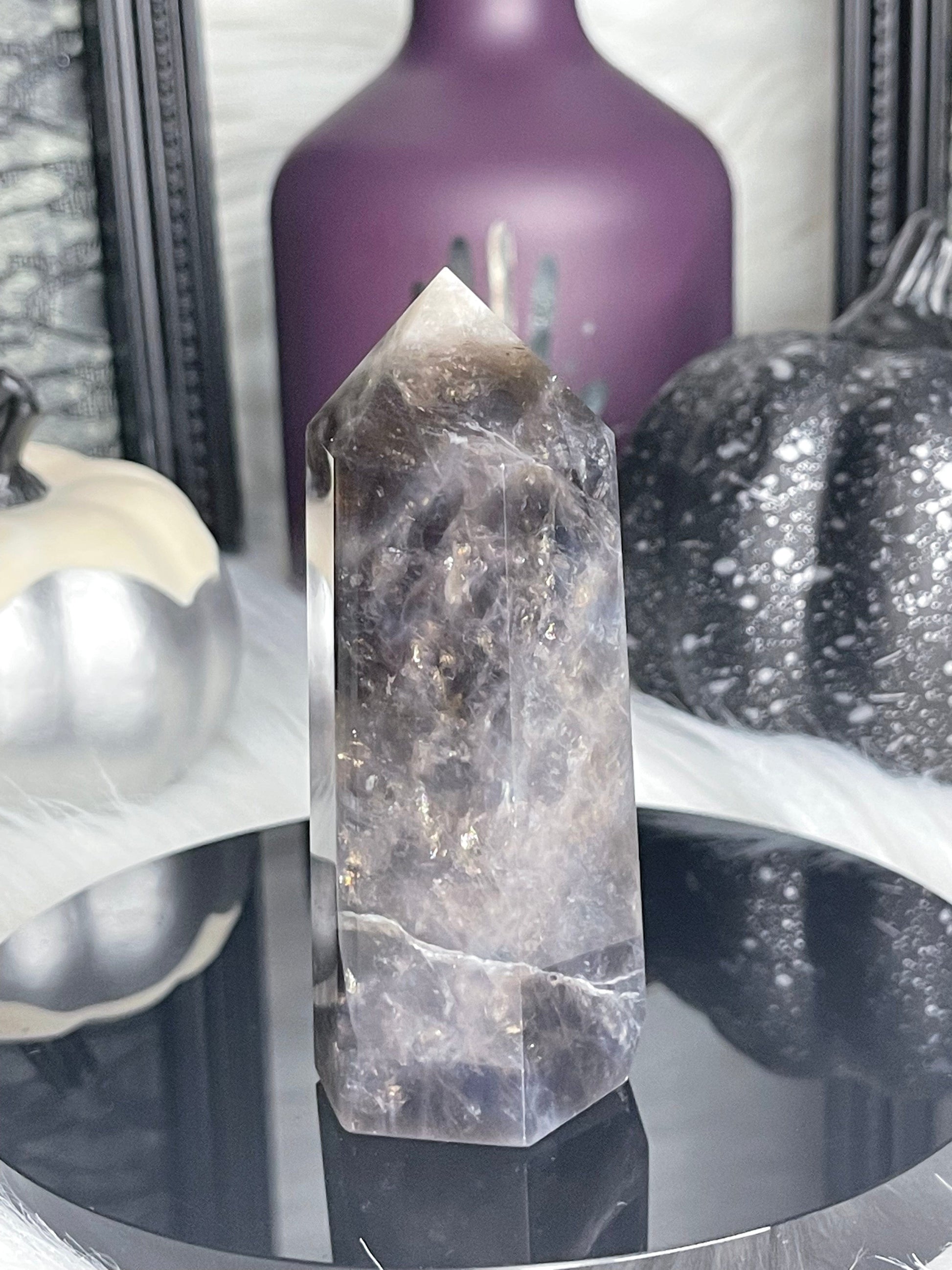 Two Twisted Souls  Crystals Black Rose Quartz Crystal Tower B