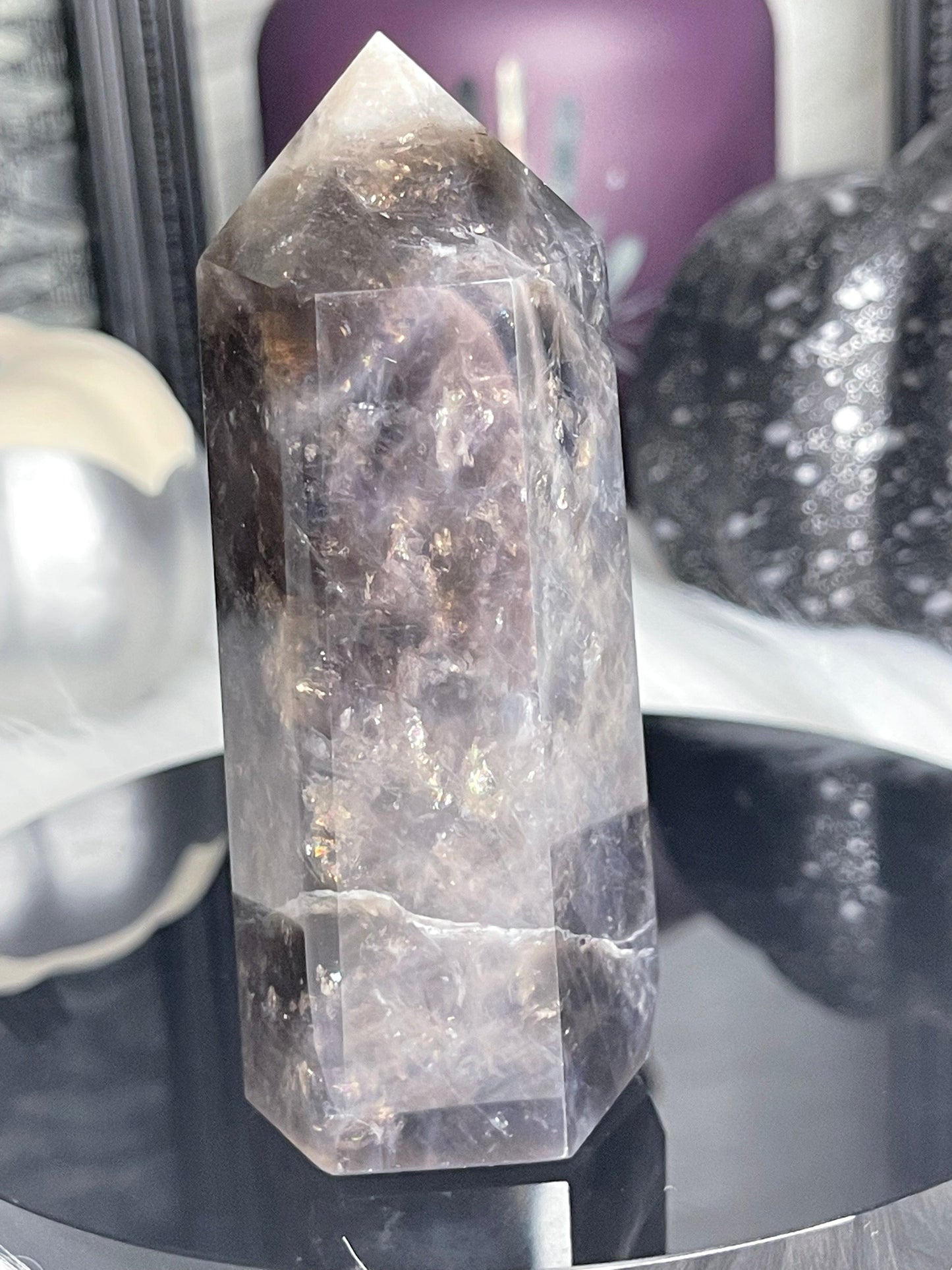 Two Twisted Souls  Crystals Black Rose Quartz Crystal Tower B