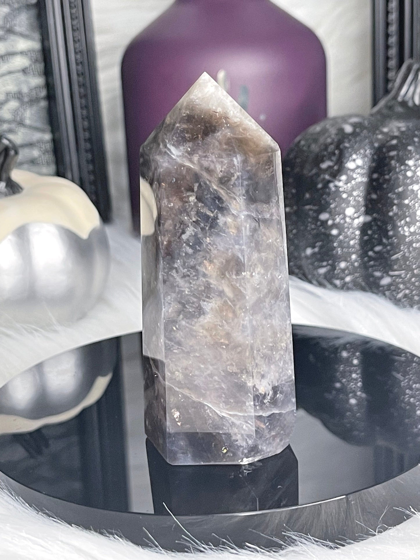 Two Twisted Souls  Crystals Black Rose Quartz Crystal Tower B