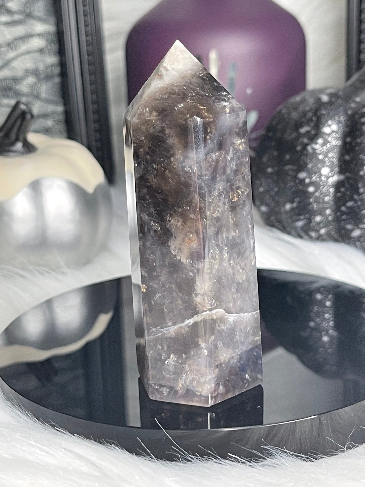 Two Twisted Souls  Crystals Black Rose Quartz Crystal Tower B