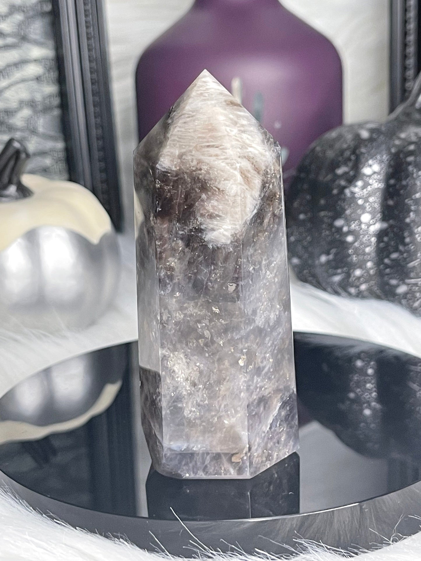 Two Twisted Souls  Crystals Black Rose Quartz Crystal Tower B