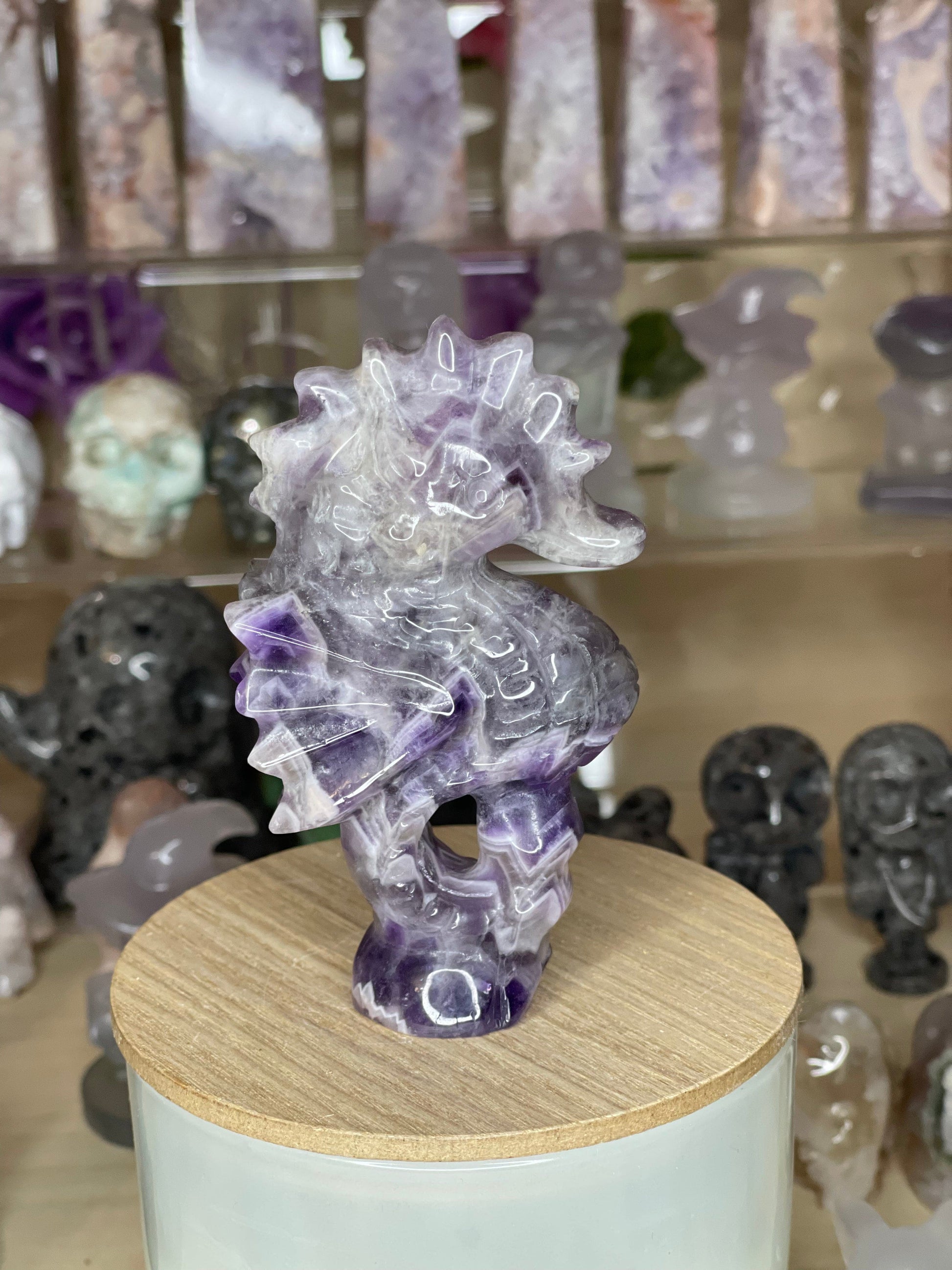 Two Twisted Souls  Crystals Dream Amethyst Seahorse crystal carving