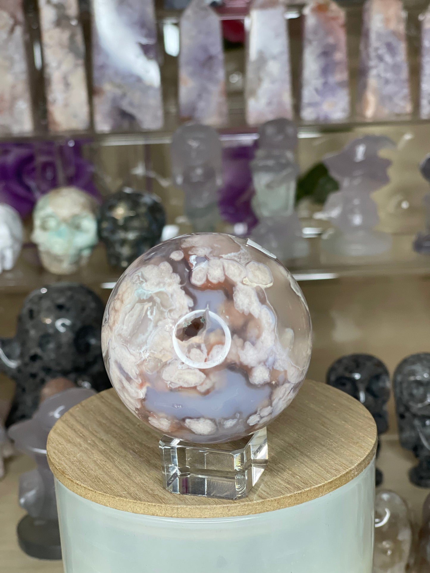 Two Twisted Souls  Crystals Flower Agate crystal sphere