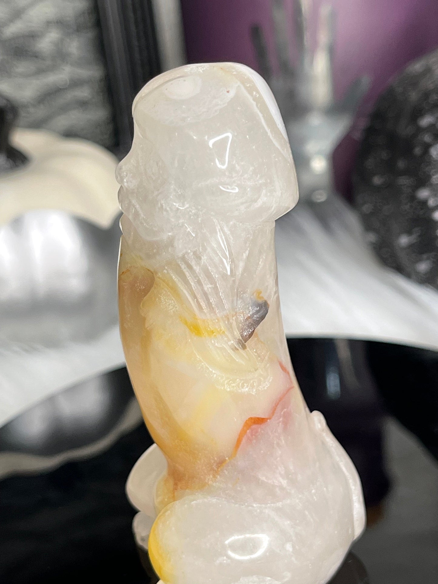 Two Twisted Souls  Crystals Flower Agate penis crystal carving A