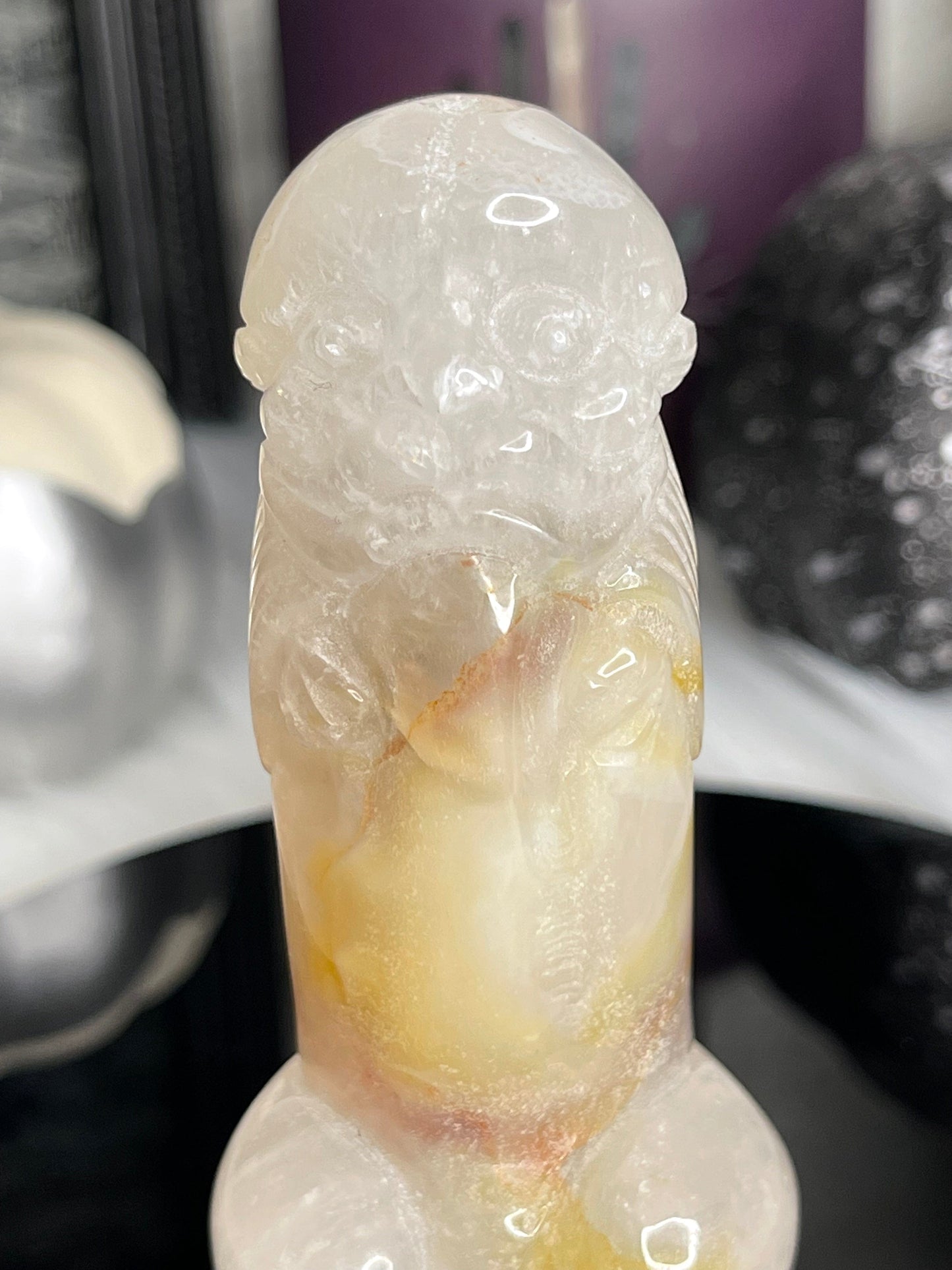 Two Twisted Souls  Crystals Flower Agate penis crystal carving A