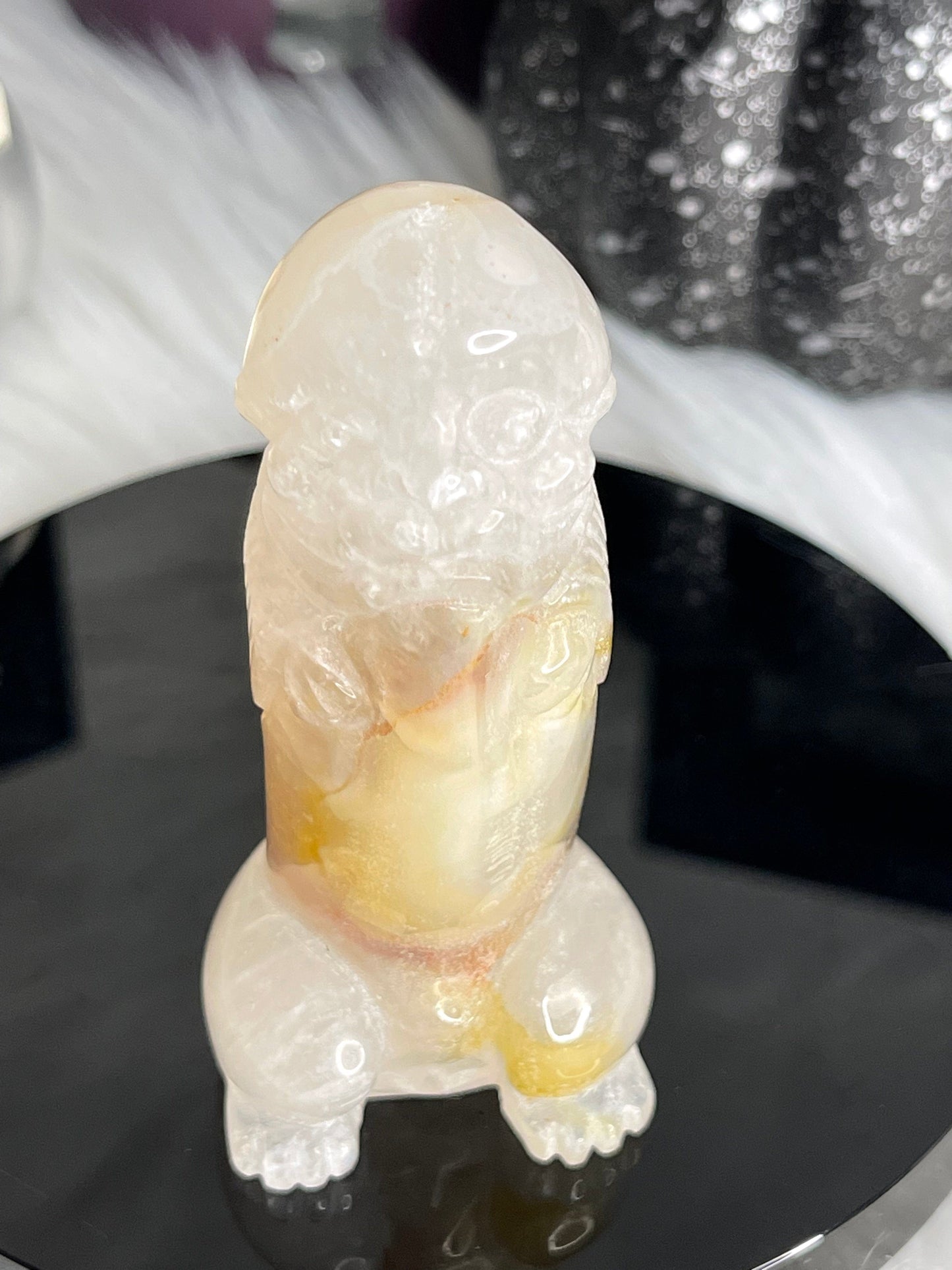 Two Twisted Souls  Crystals Flower Agate penis crystal carving A