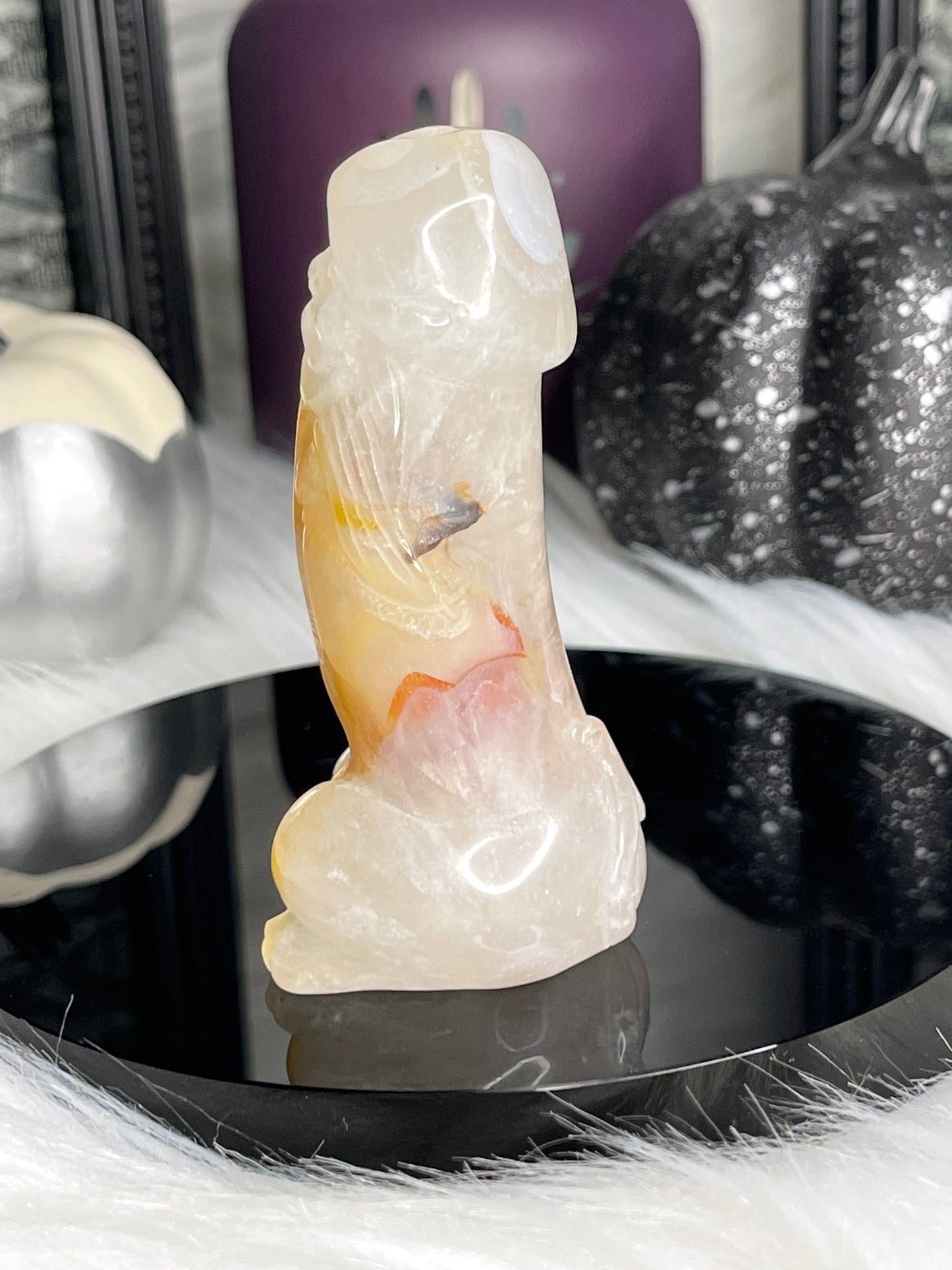 Two Twisted Souls  Crystals Flower Agate penis crystal carving A