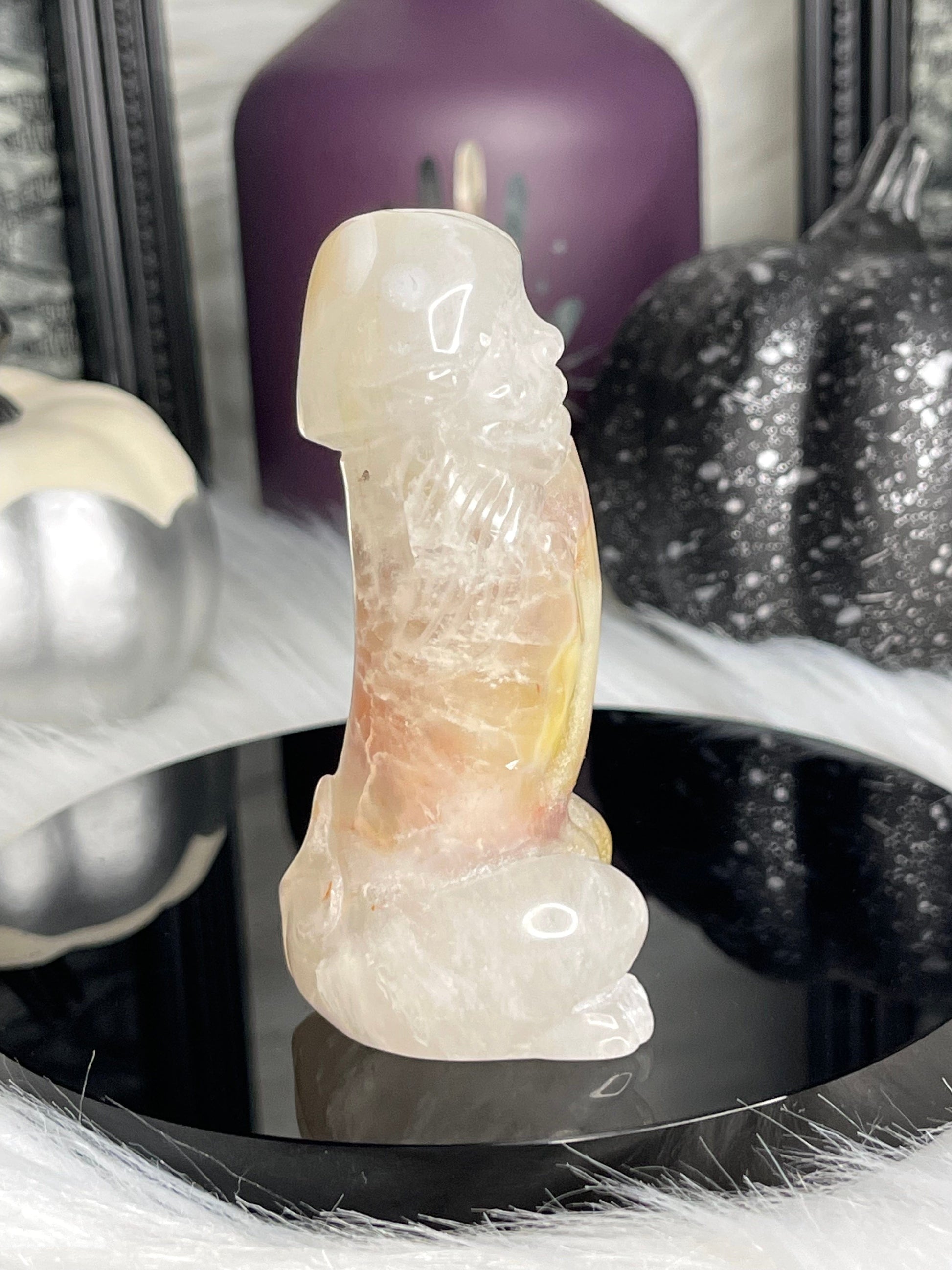 Two Twisted Souls  Crystals Flower Agate penis crystal carving A