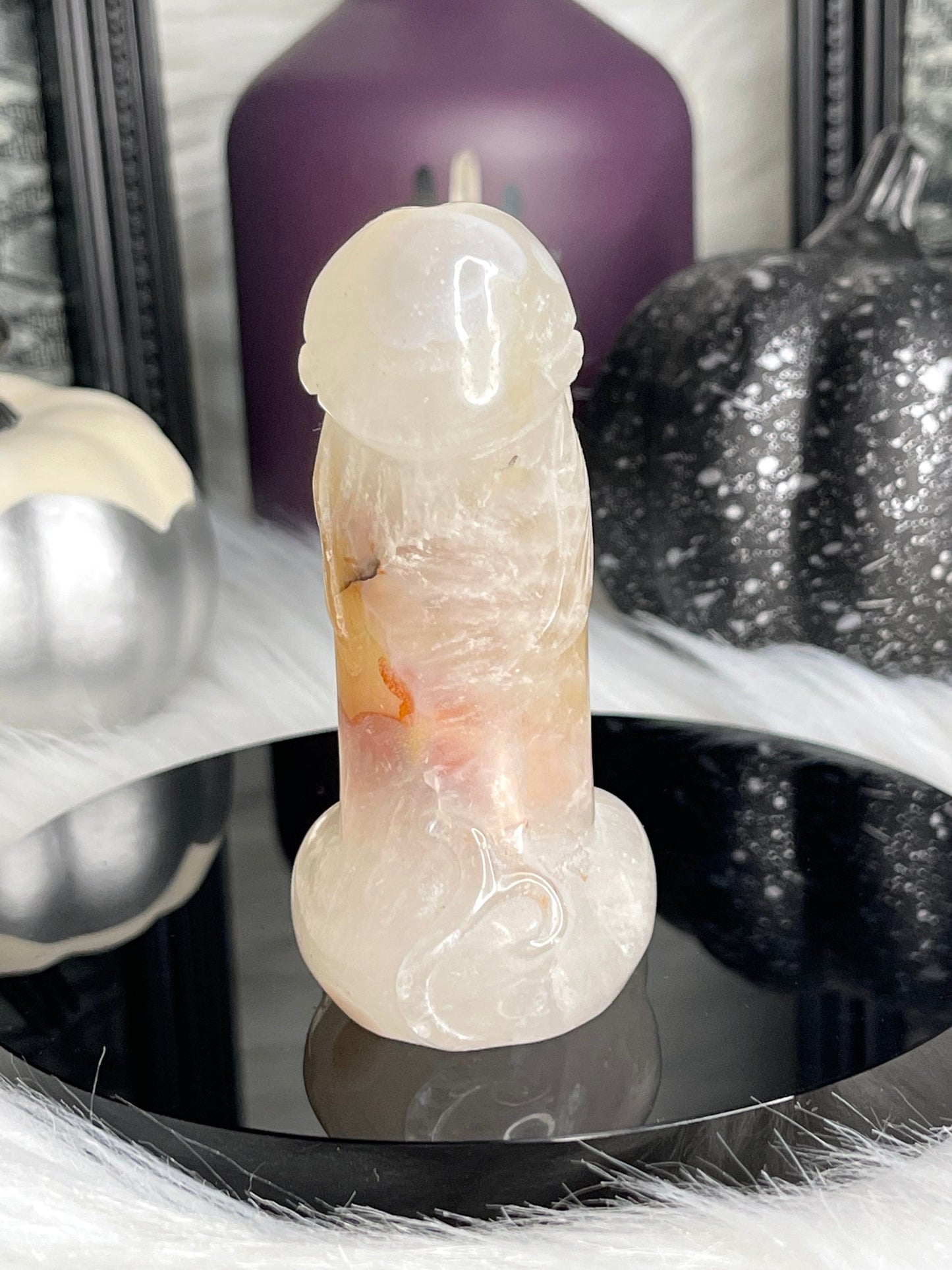 Two Twisted Souls  Crystals Flower Agate penis crystal carving A