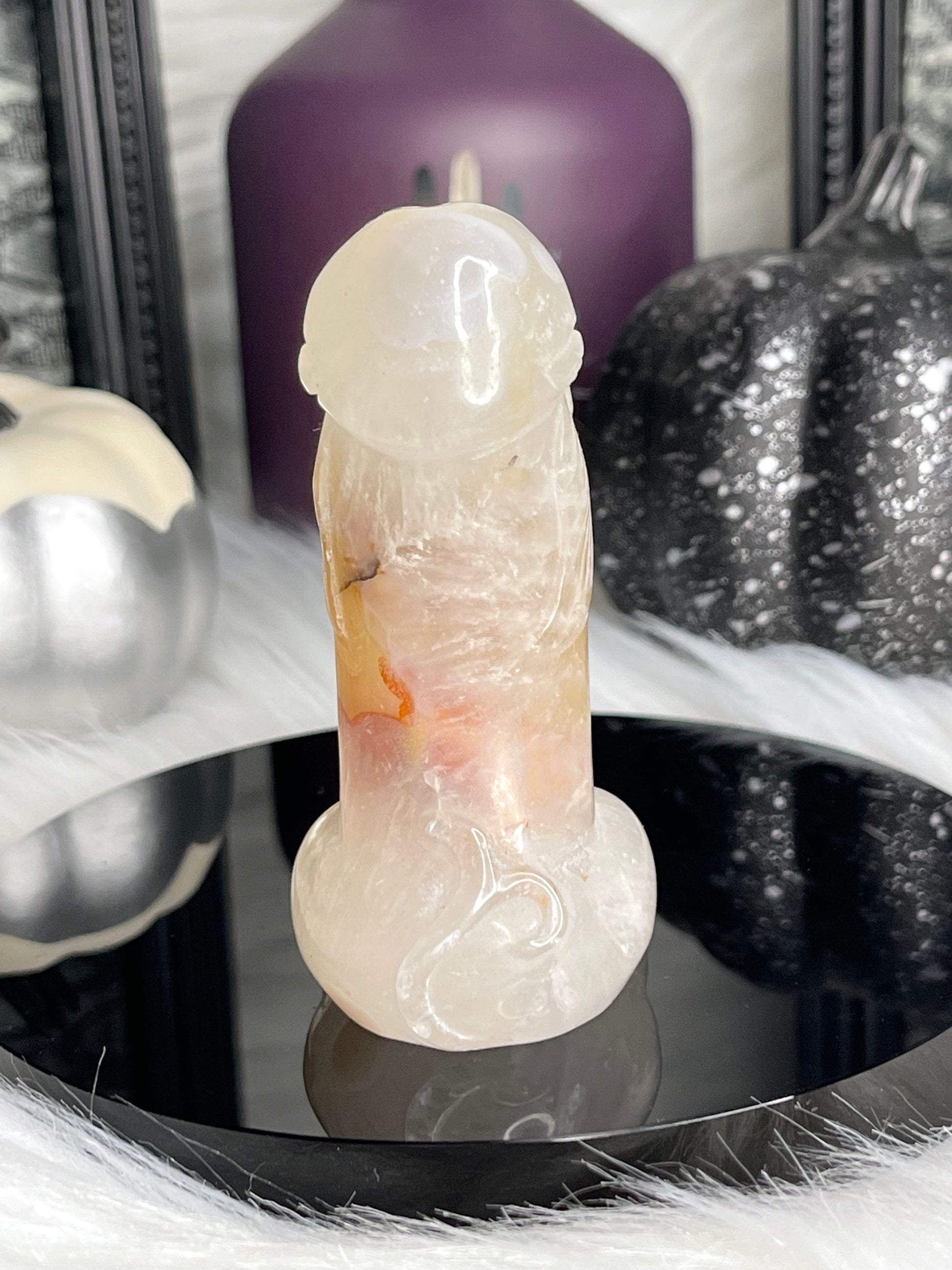 Two Twisted Souls  Crystals Flower Agate penis crystal carving A