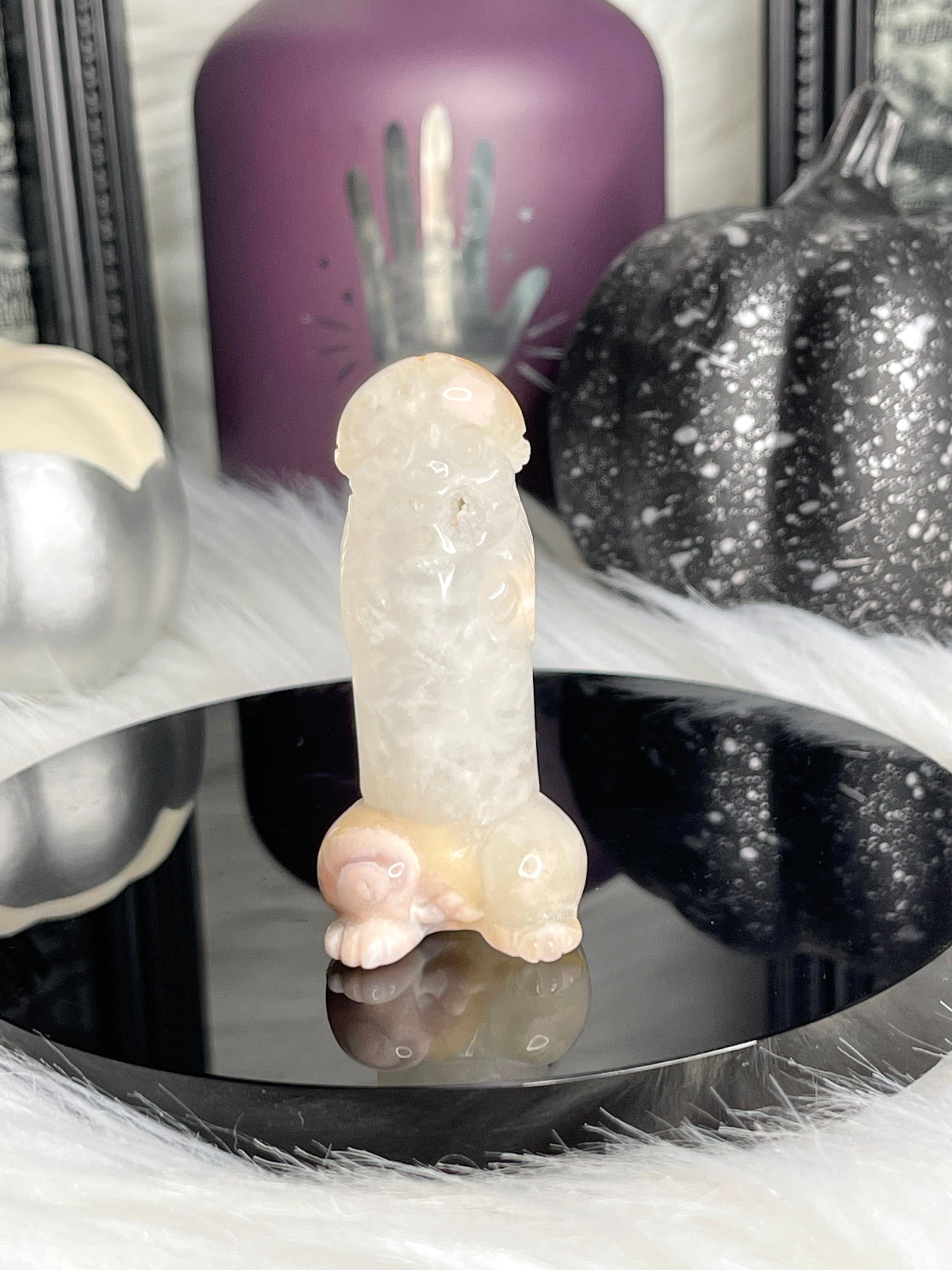 Two Twisted Souls  Crystals Flower Agate penis crystal carving D