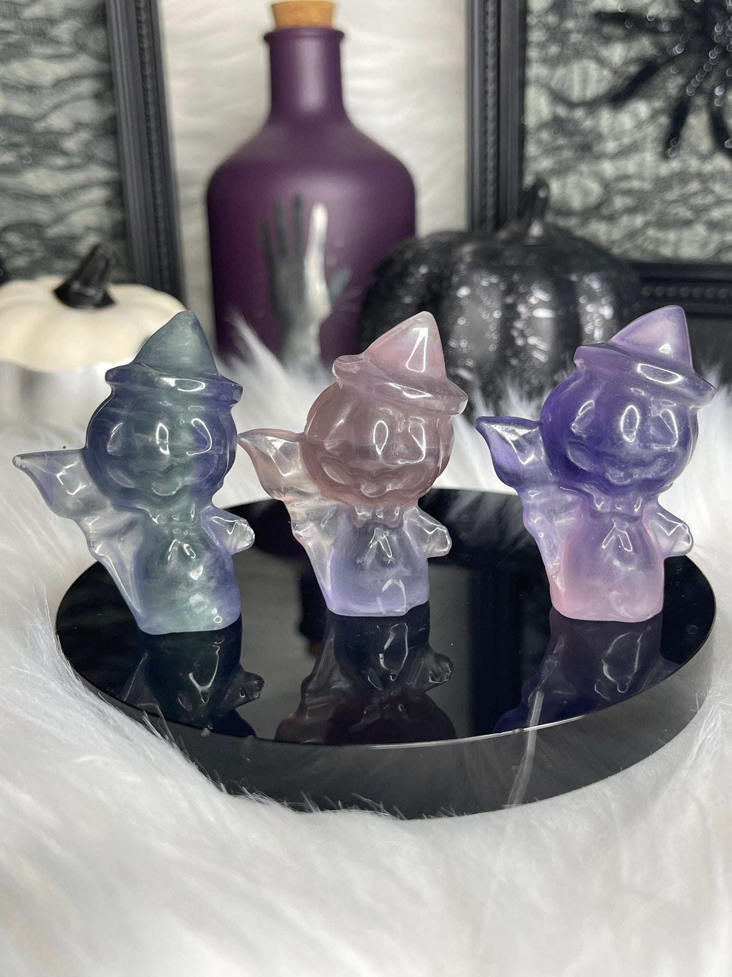 Two Twisted Souls  Crystals Fluorite Pumpkin Head Witch Listing Is For ONE Fluorite Pumpkin Head Witch