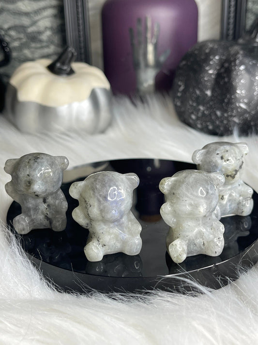 Two Twisted Souls  Crystals Labradorite Bear carving listing is for ONE Labradorite Bear