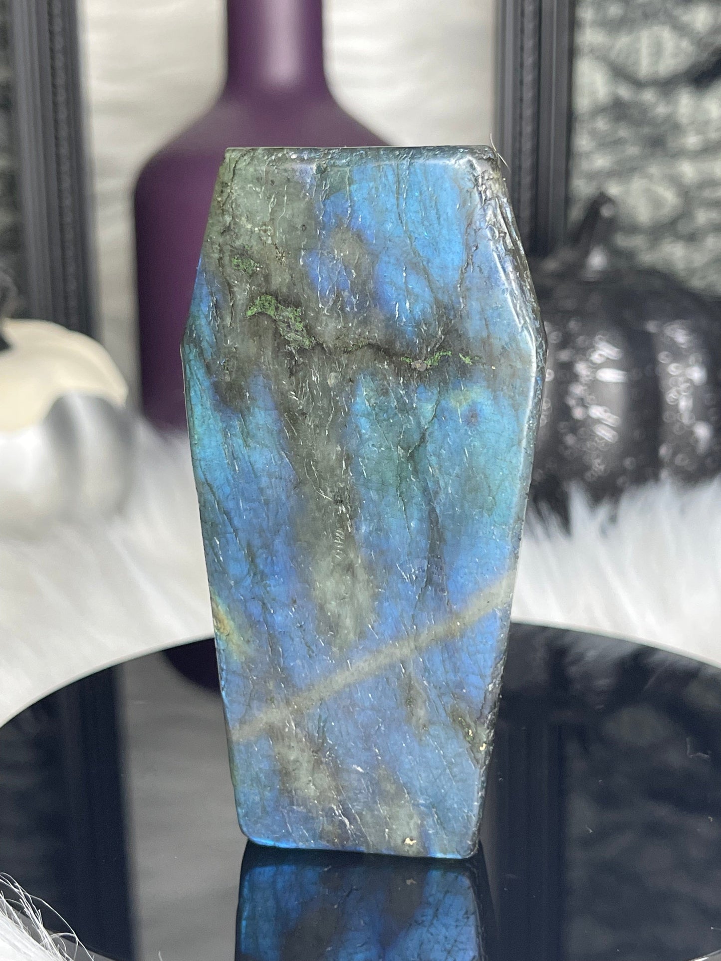 Two Twisted Souls  Crystals Labradorite Coffin with blue flash