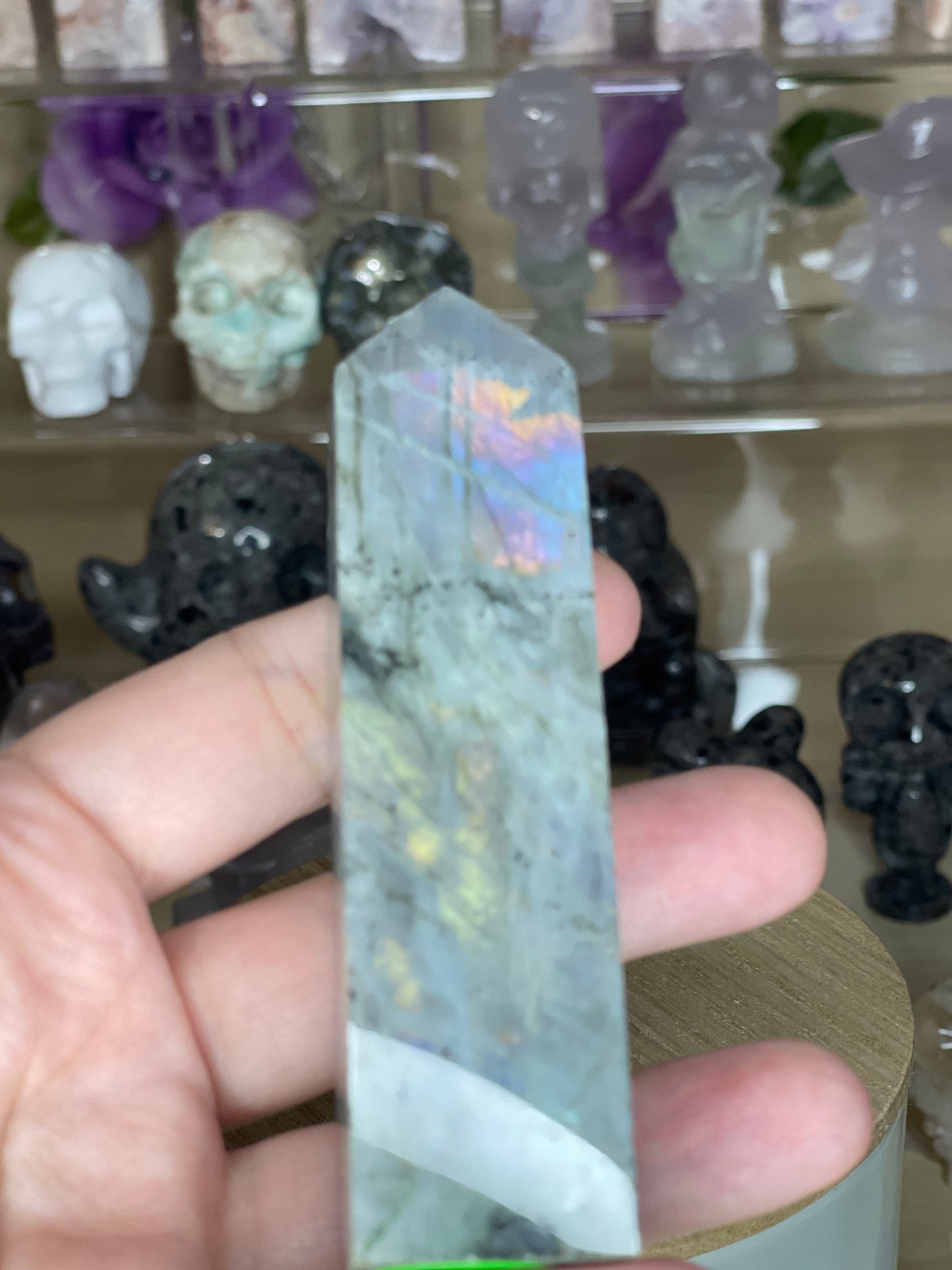 Two Twisted Souls  Crystals Labradorite Rainbow Flash Tower