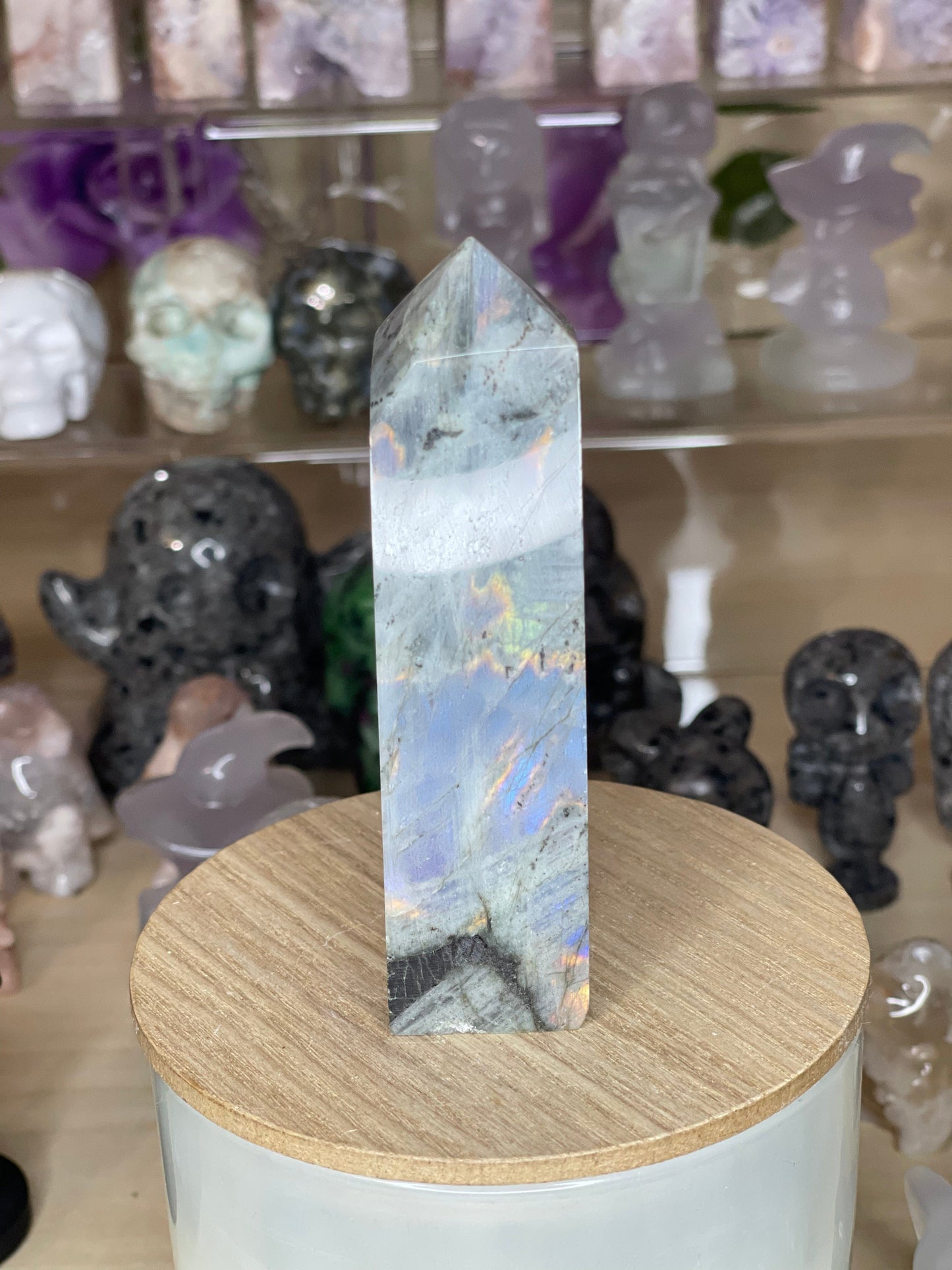 Two Twisted Souls  Crystals Labradorite Rainbow Flash Tower