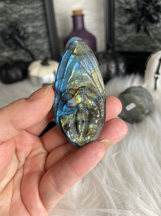 Two Twisted Souls  Crystals Labradorite Yoni with blue flash A