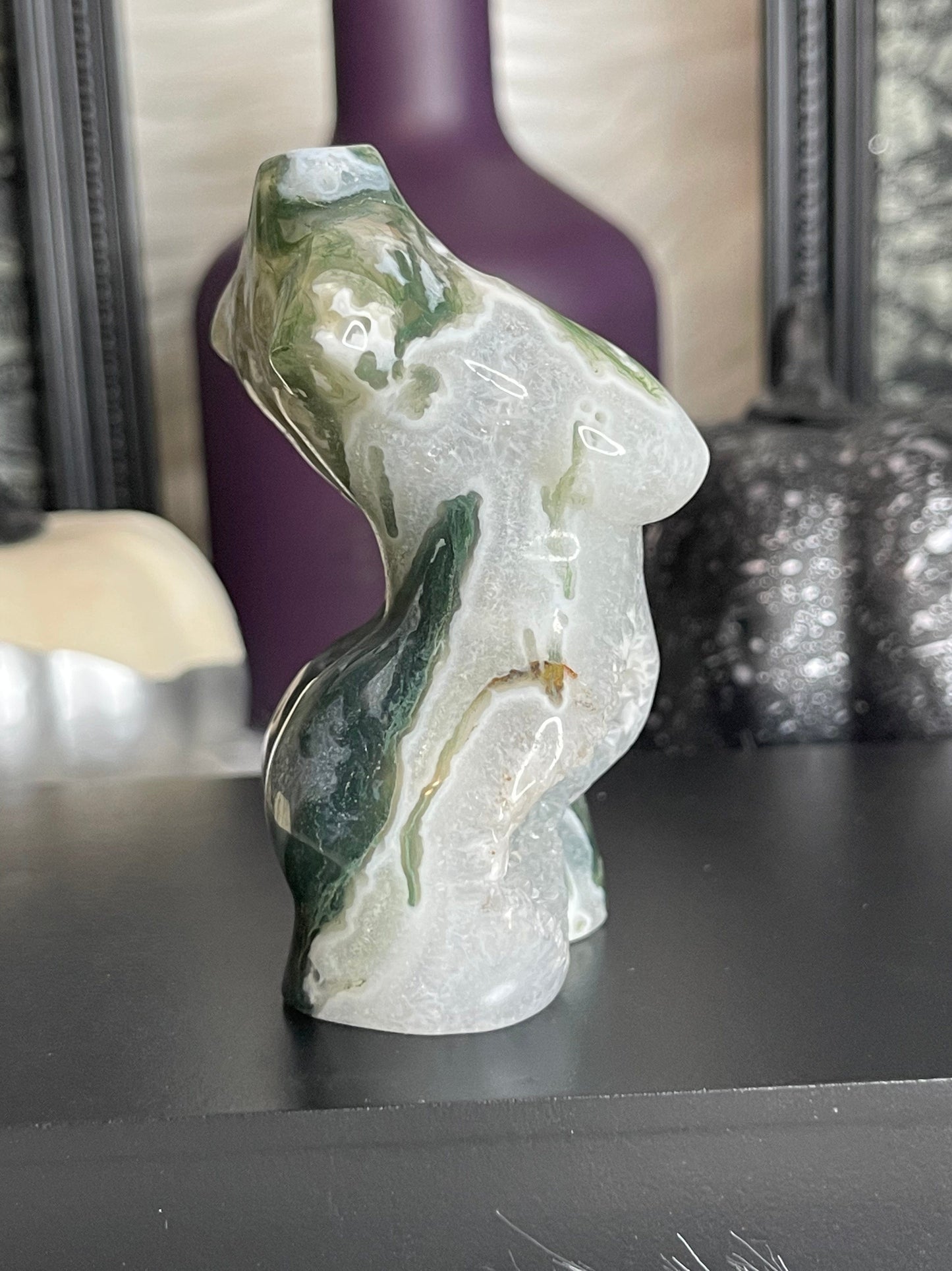 Two Twisted Souls  Crystals Moss Agate Goddess Body A