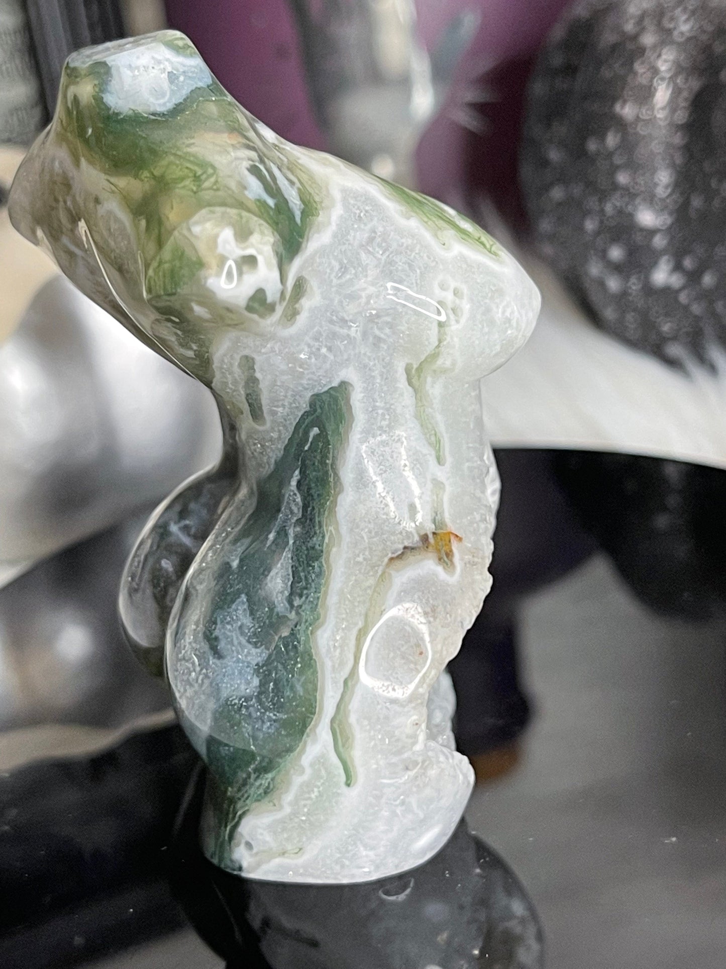 Two Twisted Souls  Crystals Moss Agate Goddess Body A