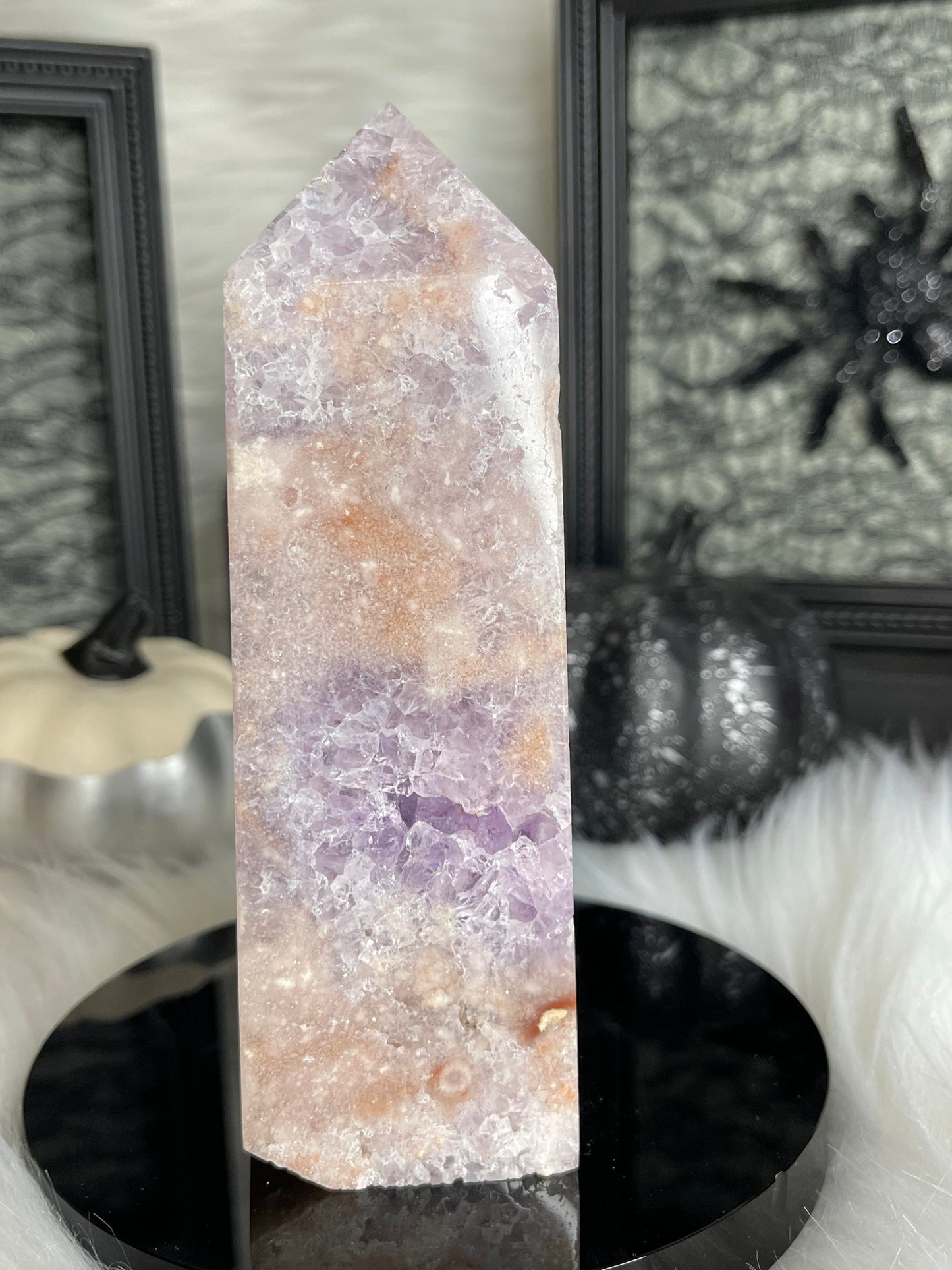 Two Twisted Souls  Crystals Pink Amethyst crystal tower PD