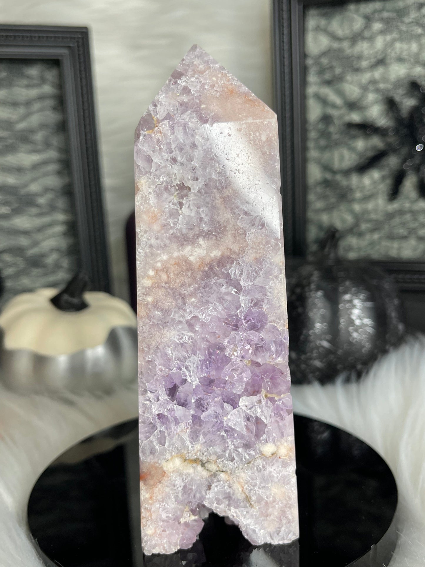 Two Twisted Souls  Crystals Pink Amethyst crystal tower PD