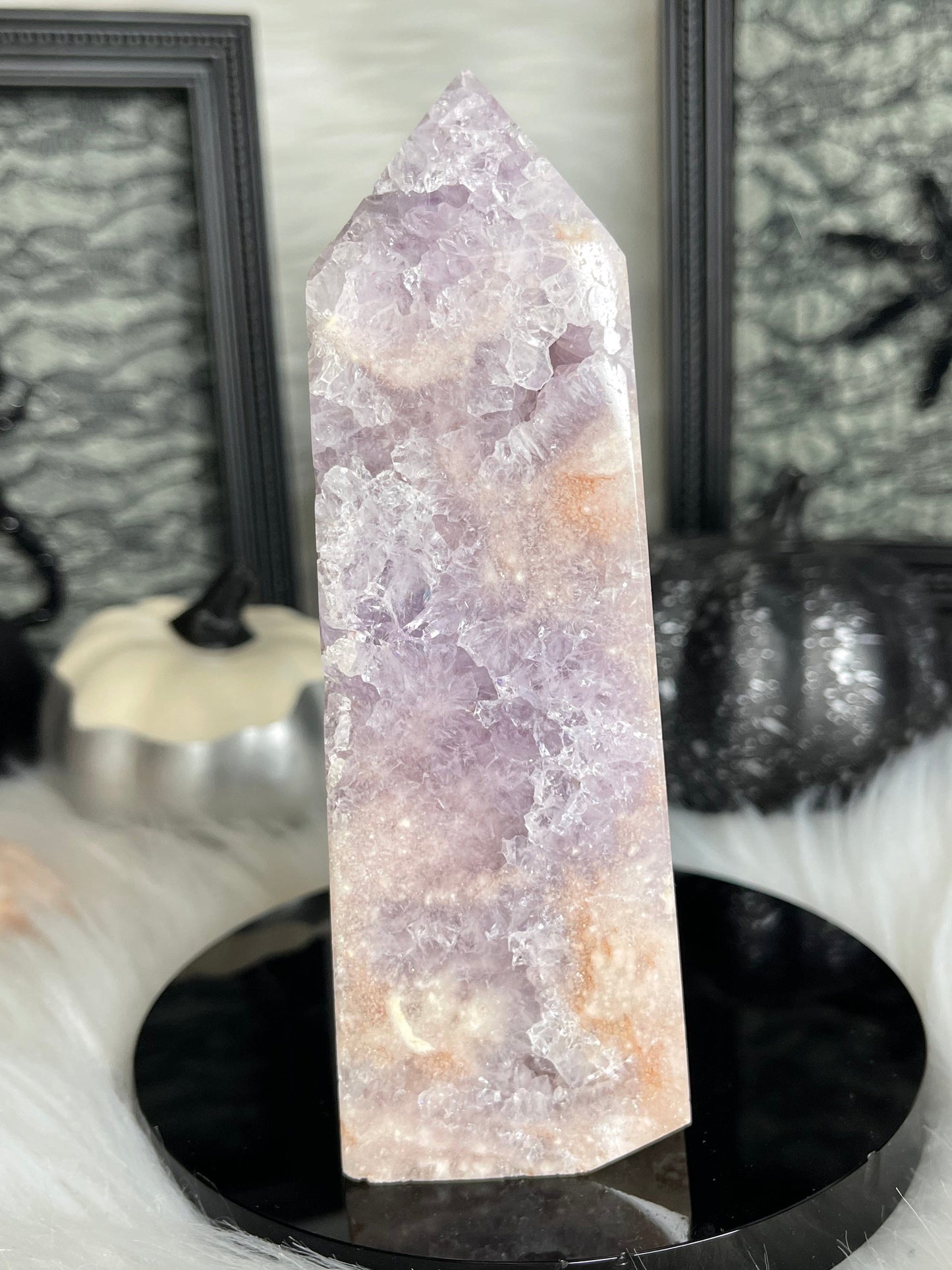 Two Twisted Souls  Crystals Pink Amethyst crystal tower PD