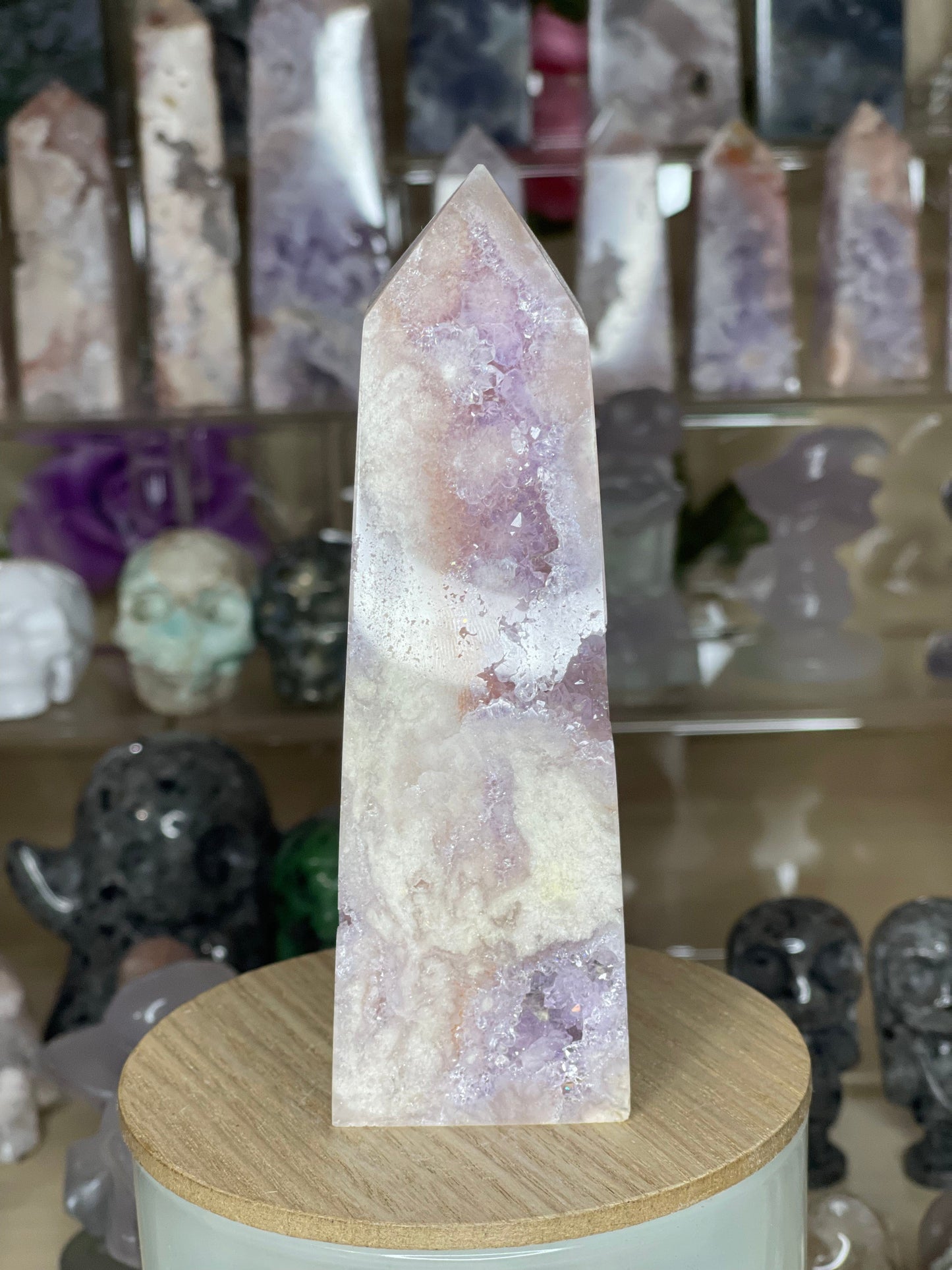 Two Twisted Souls  Crystals Pink Amethyst crystal tower PO