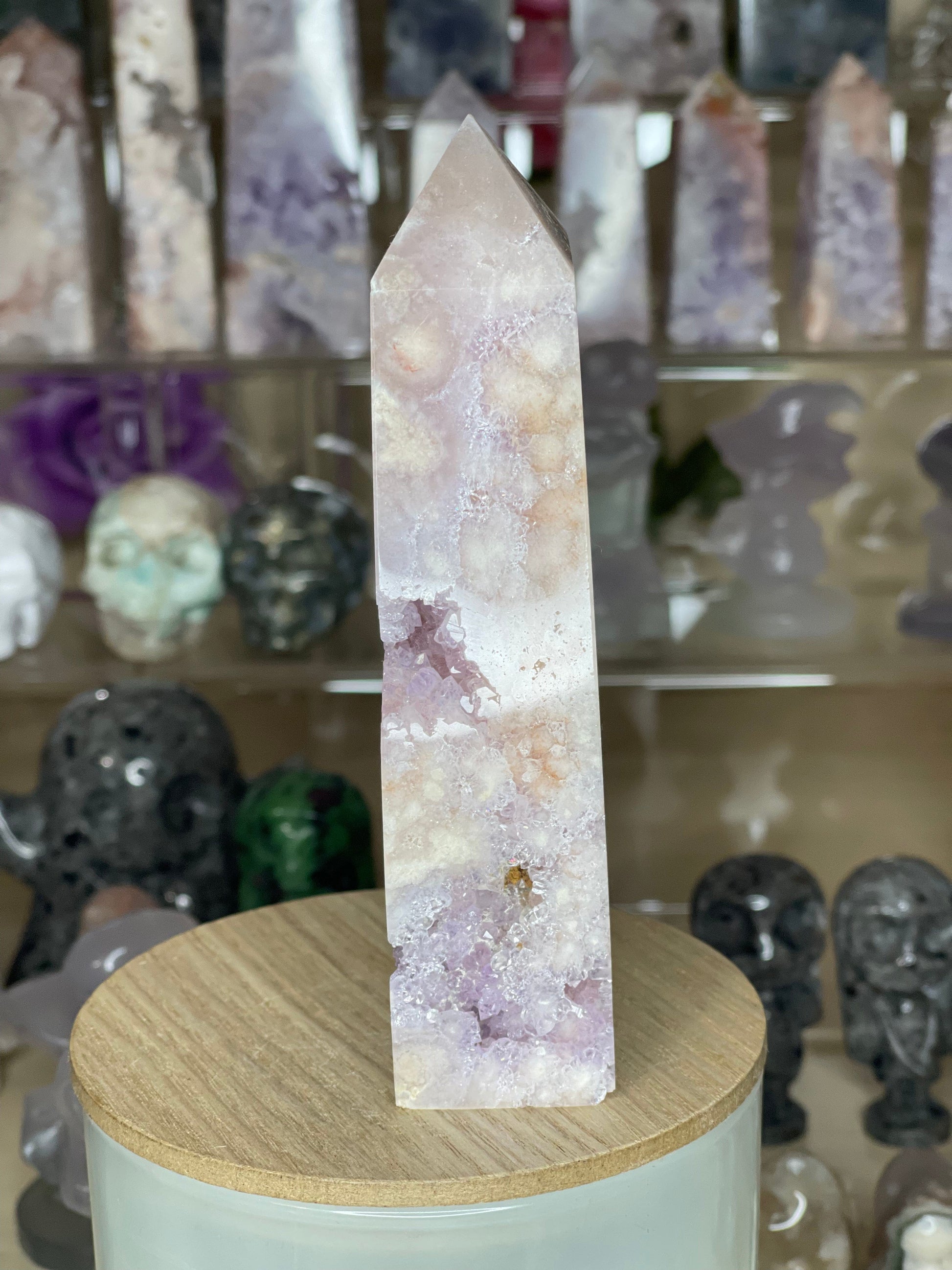 Two Twisted Souls  Crystals Pink Amethyst crystal tower PO