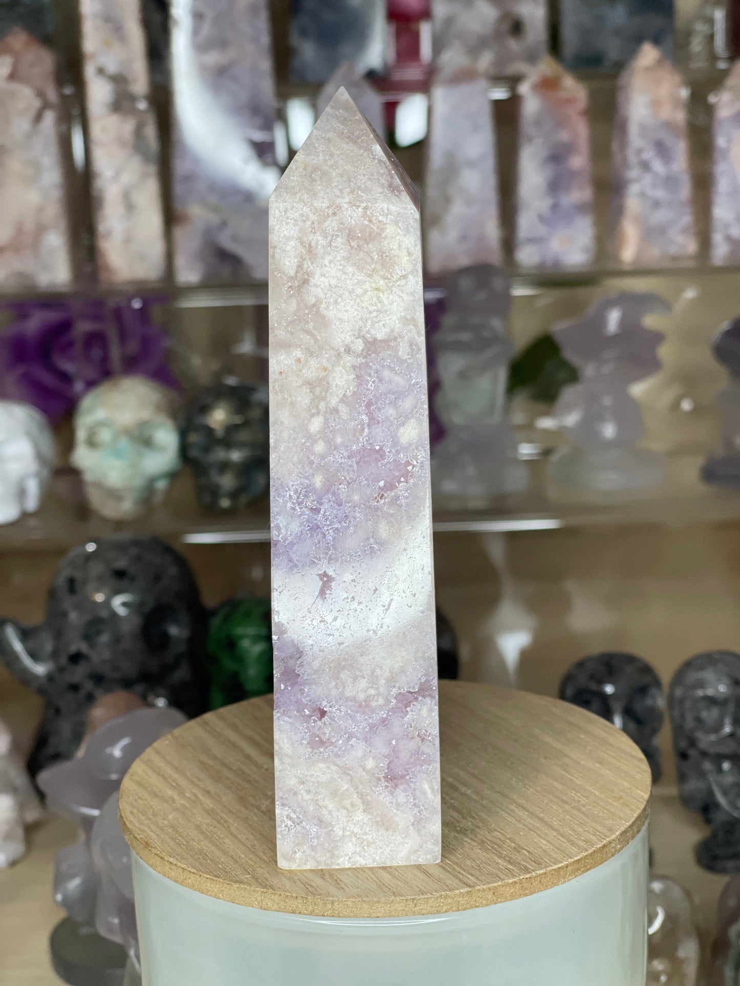 Two Twisted Souls  Crystals Pink Amethyst crystal tower PO