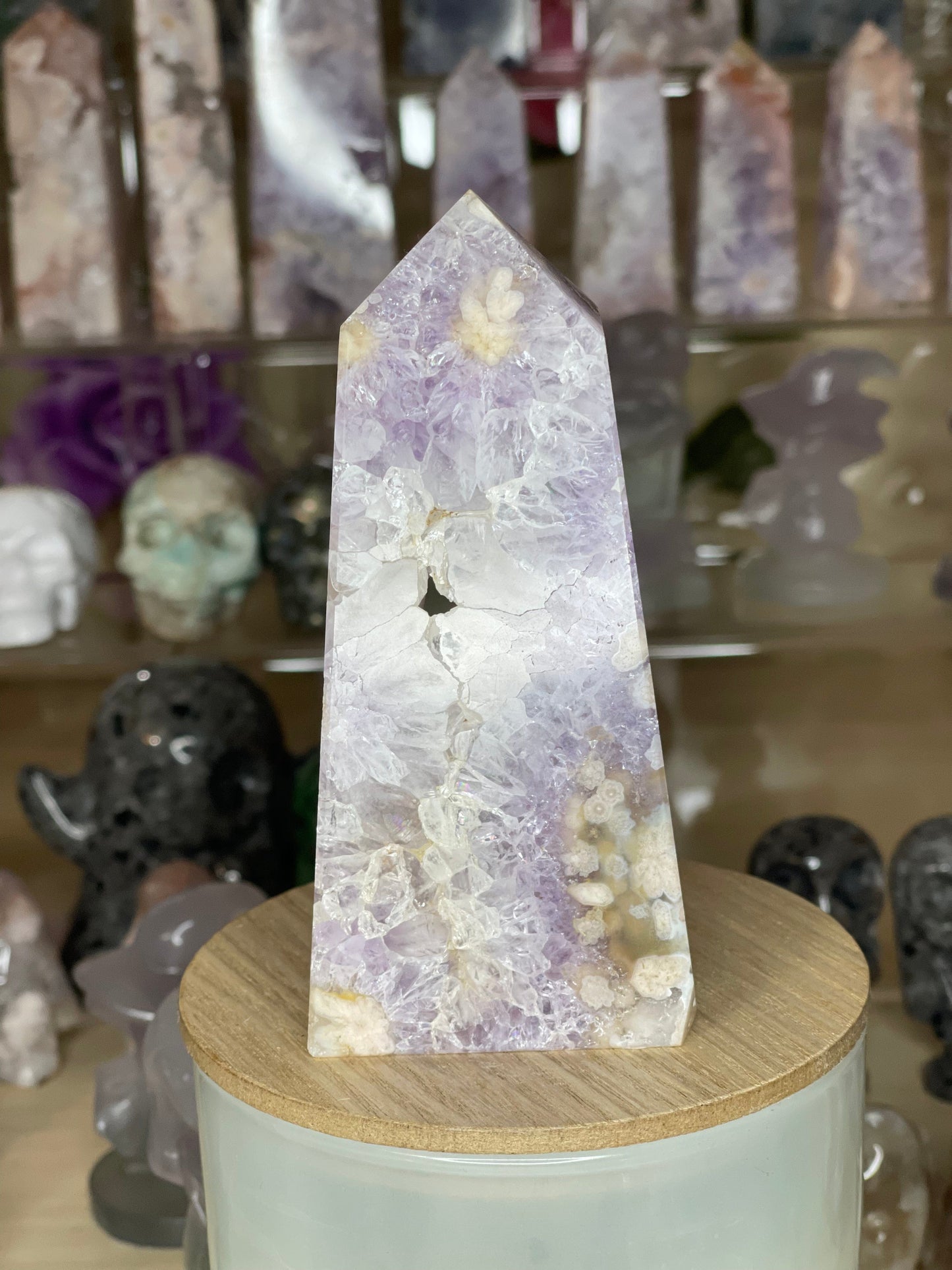 Two Twisted Souls  Crystals Pink Amethyst crystal tower PP