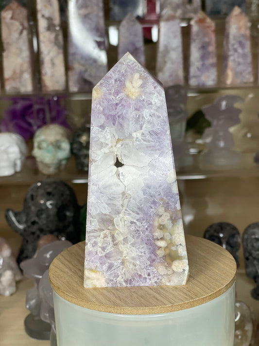 Two Twisted Souls  Crystals Pink Amethyst crystal tower PP