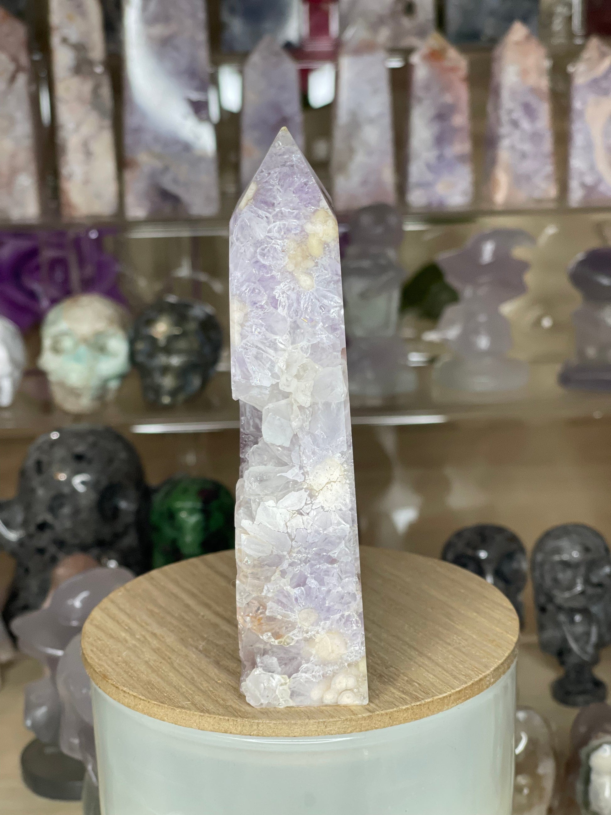 Two Twisted Souls  Crystals Pink Amethyst crystal tower PP