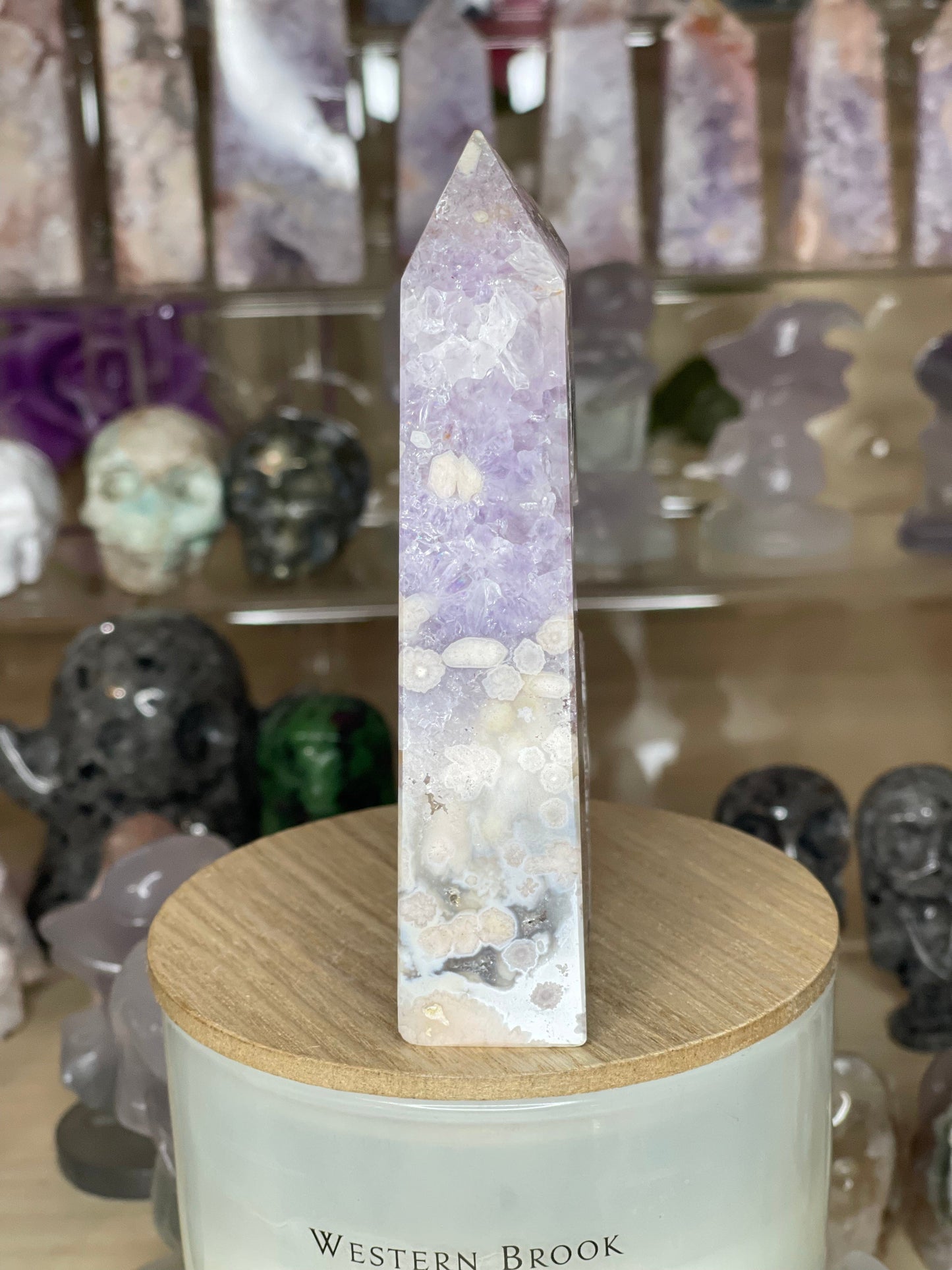 Two Twisted Souls  Crystals Pink Amethyst crystal tower PP