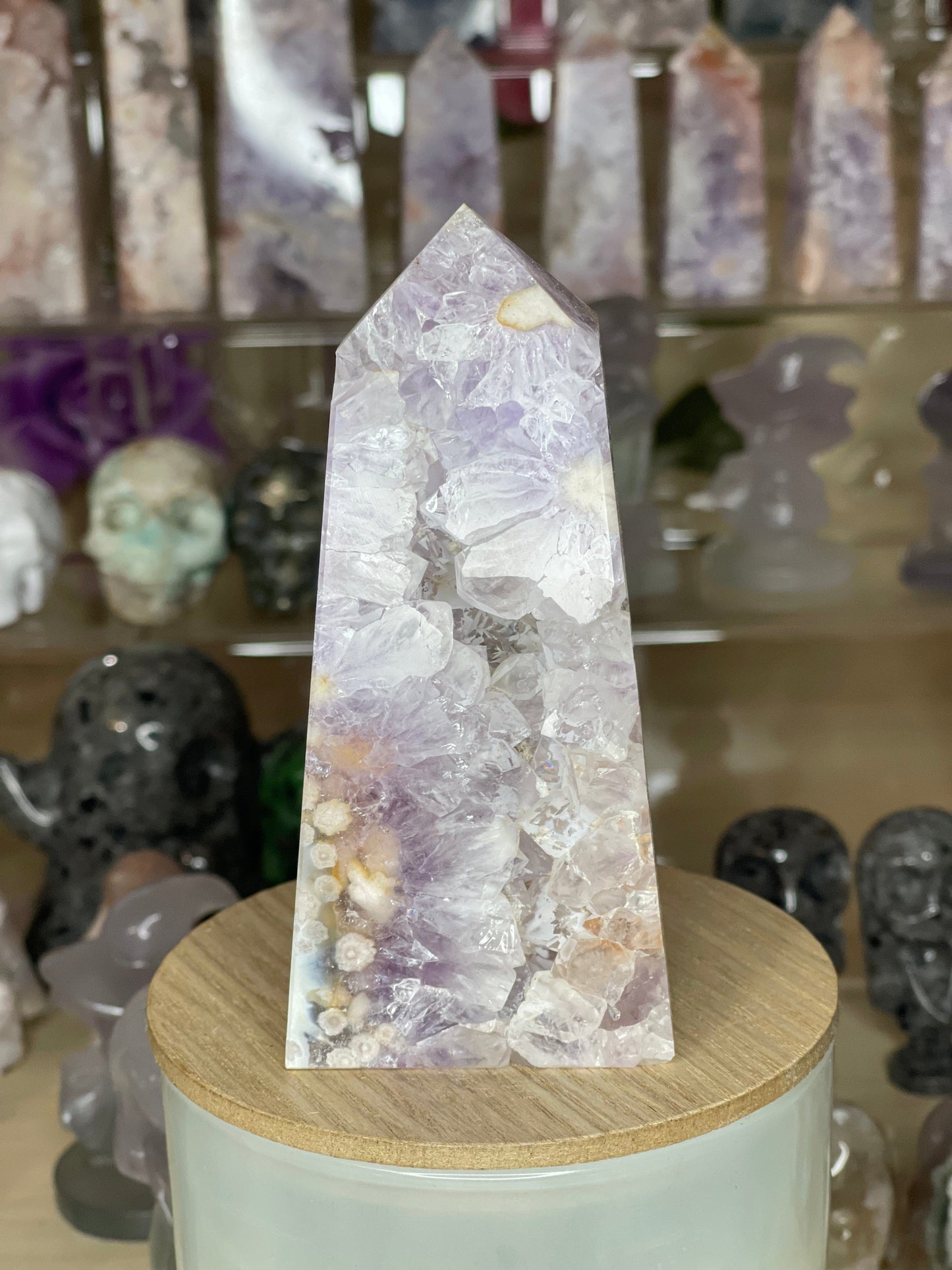 Two Twisted Souls  Crystals Pink Amethyst crystal tower PP