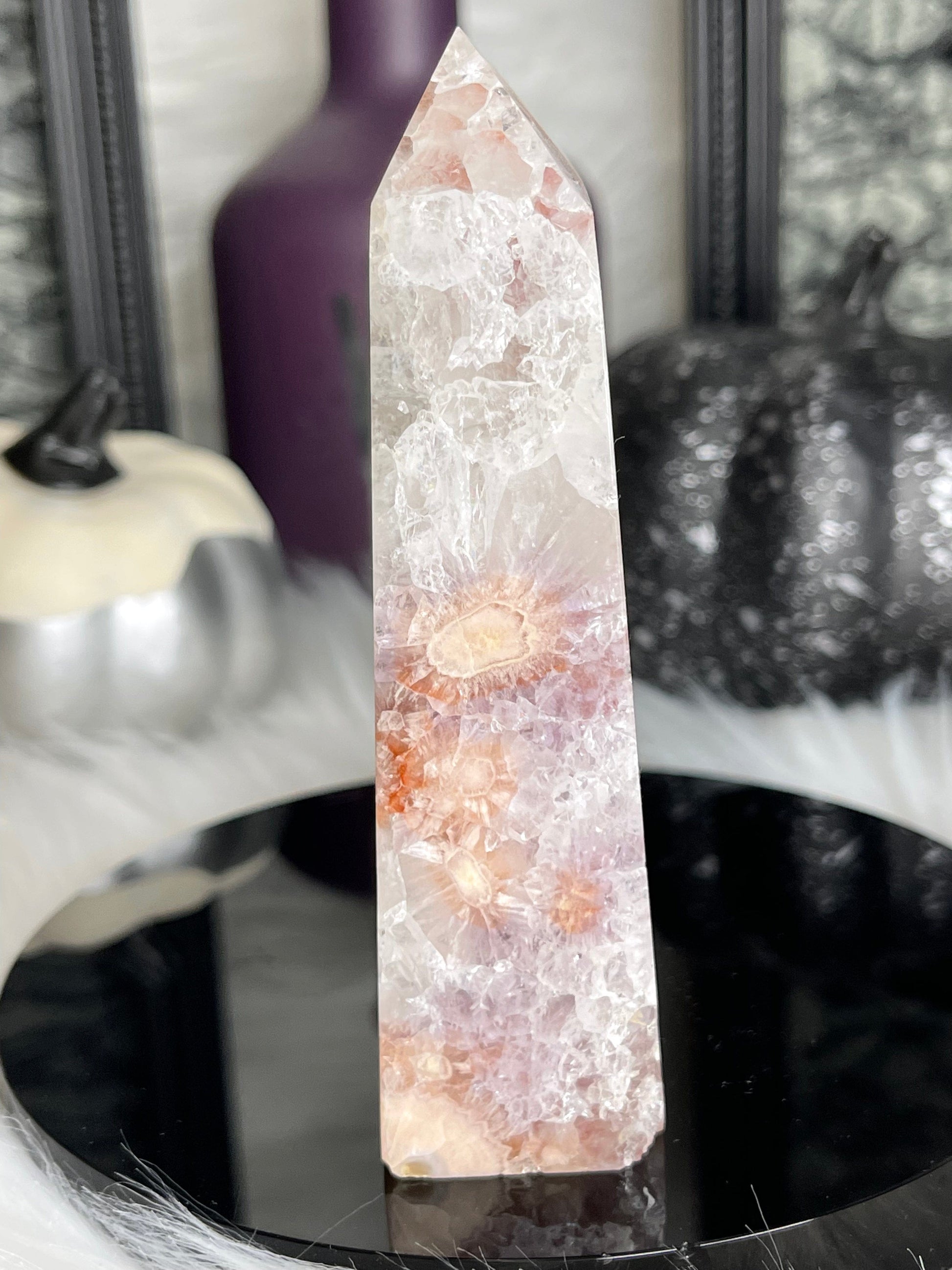 Two Twisted Souls  Crystals Pink Amethyst with Carnelian tower PH