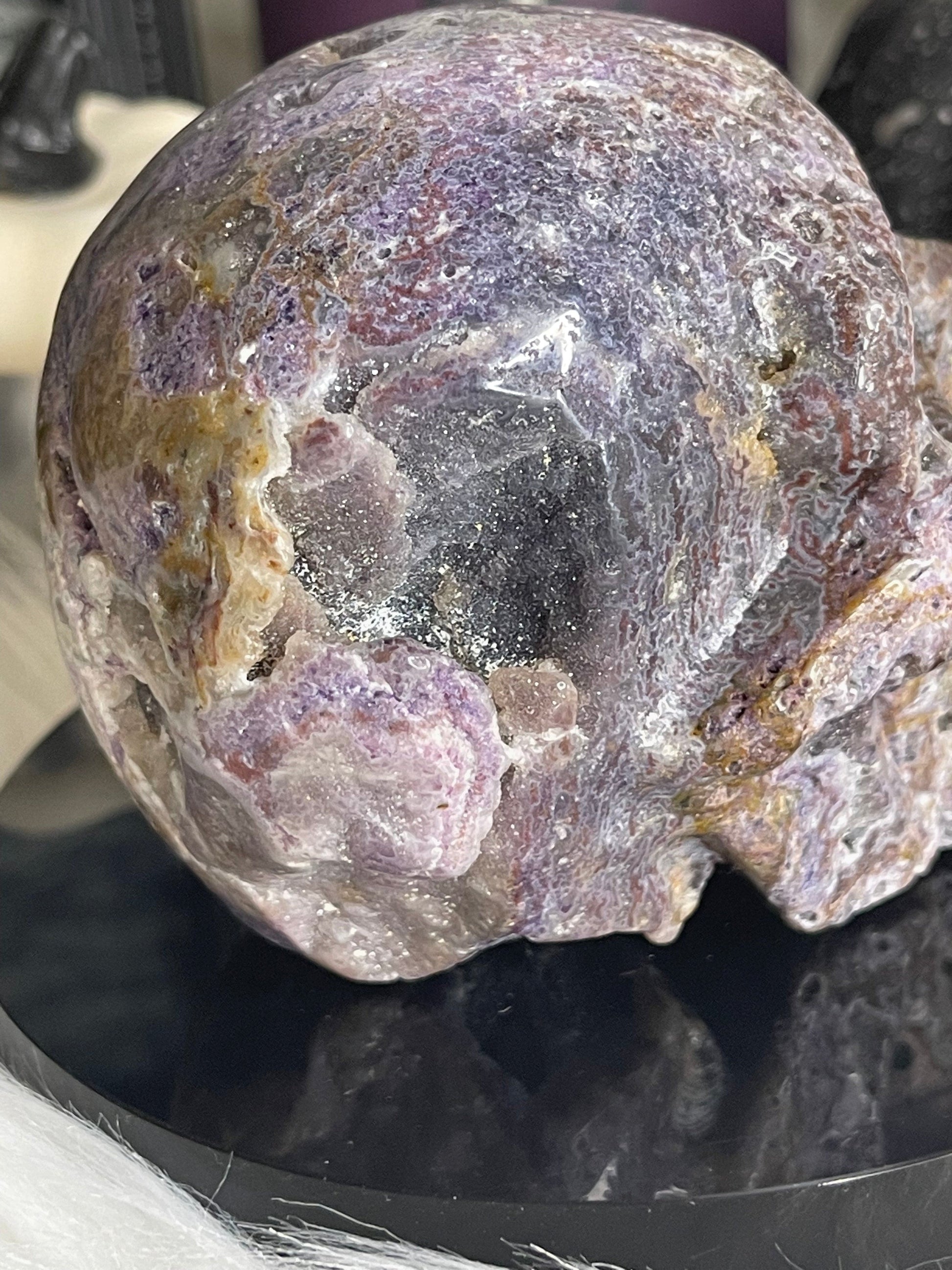 Two Twisted Souls  Crystals Purple Sphalerite Skull With Druzy