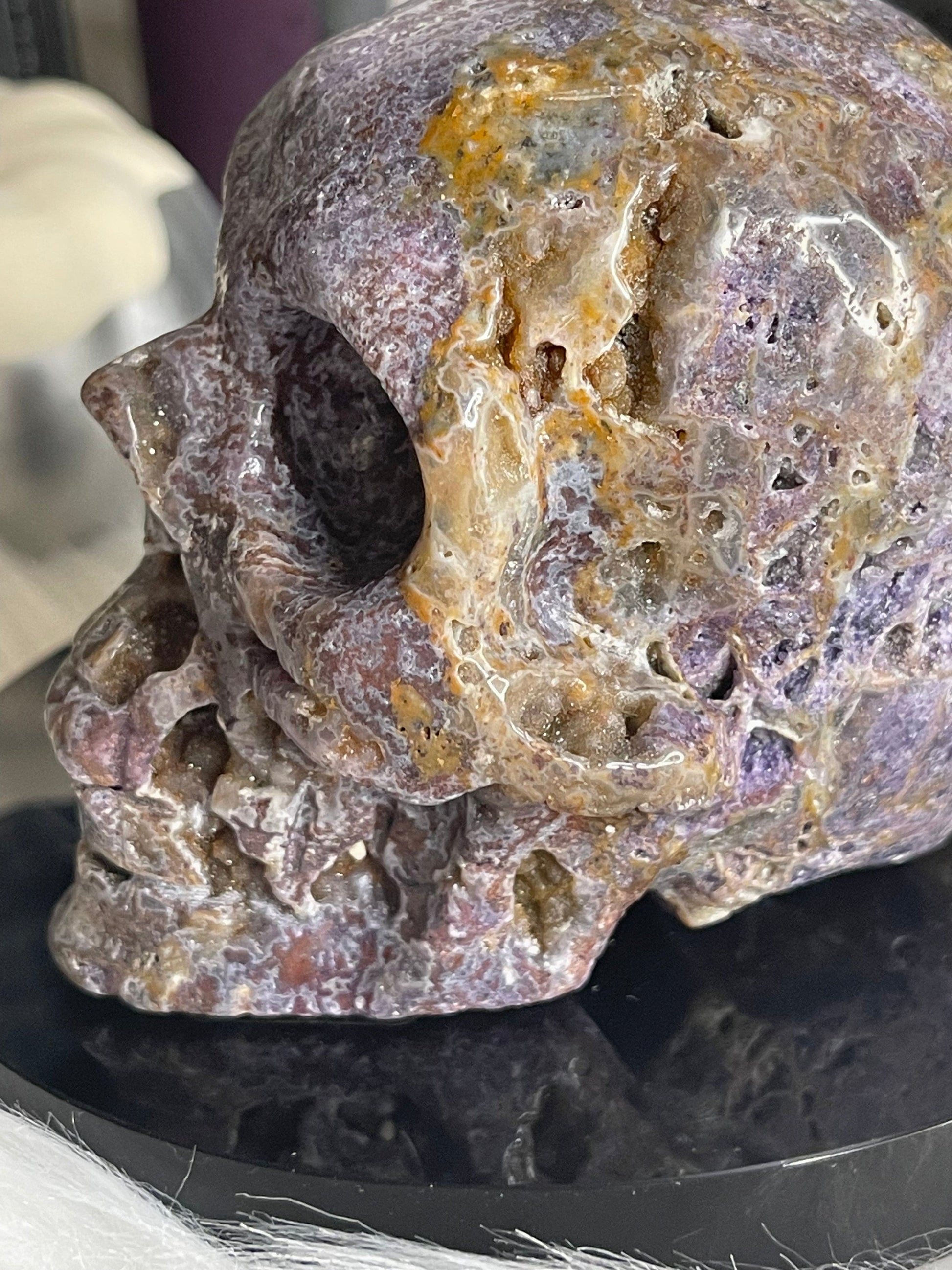 Two Twisted Souls  Crystals Purple Sphalerite Skull With Druzy