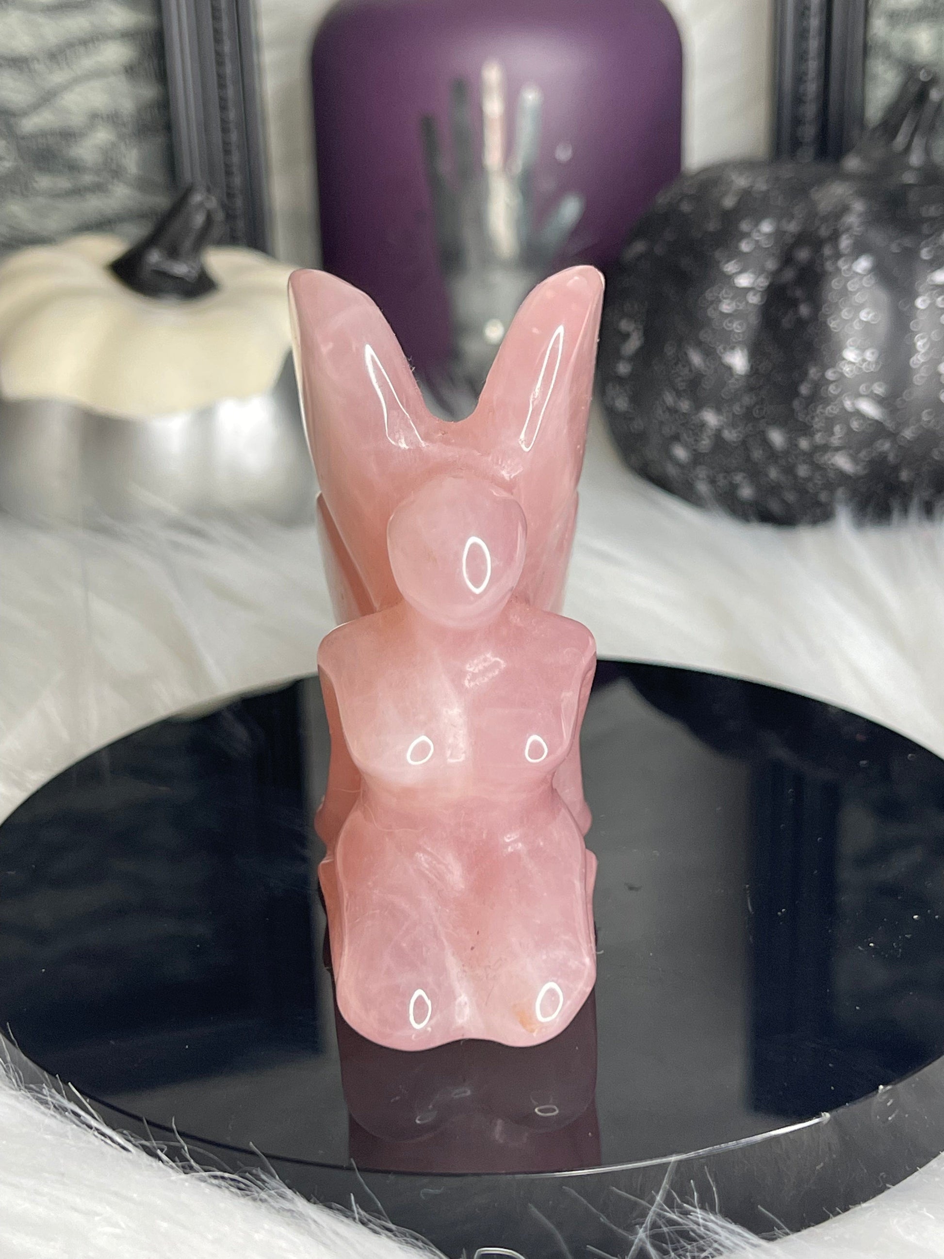 Two Twisted Souls  Crystals Rose Quartz Fairy crystal carving