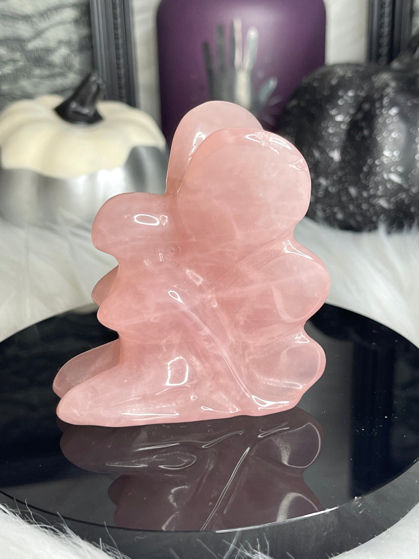 Two Twisted Souls  Crystals Rose Quartz Fairy crystal carving