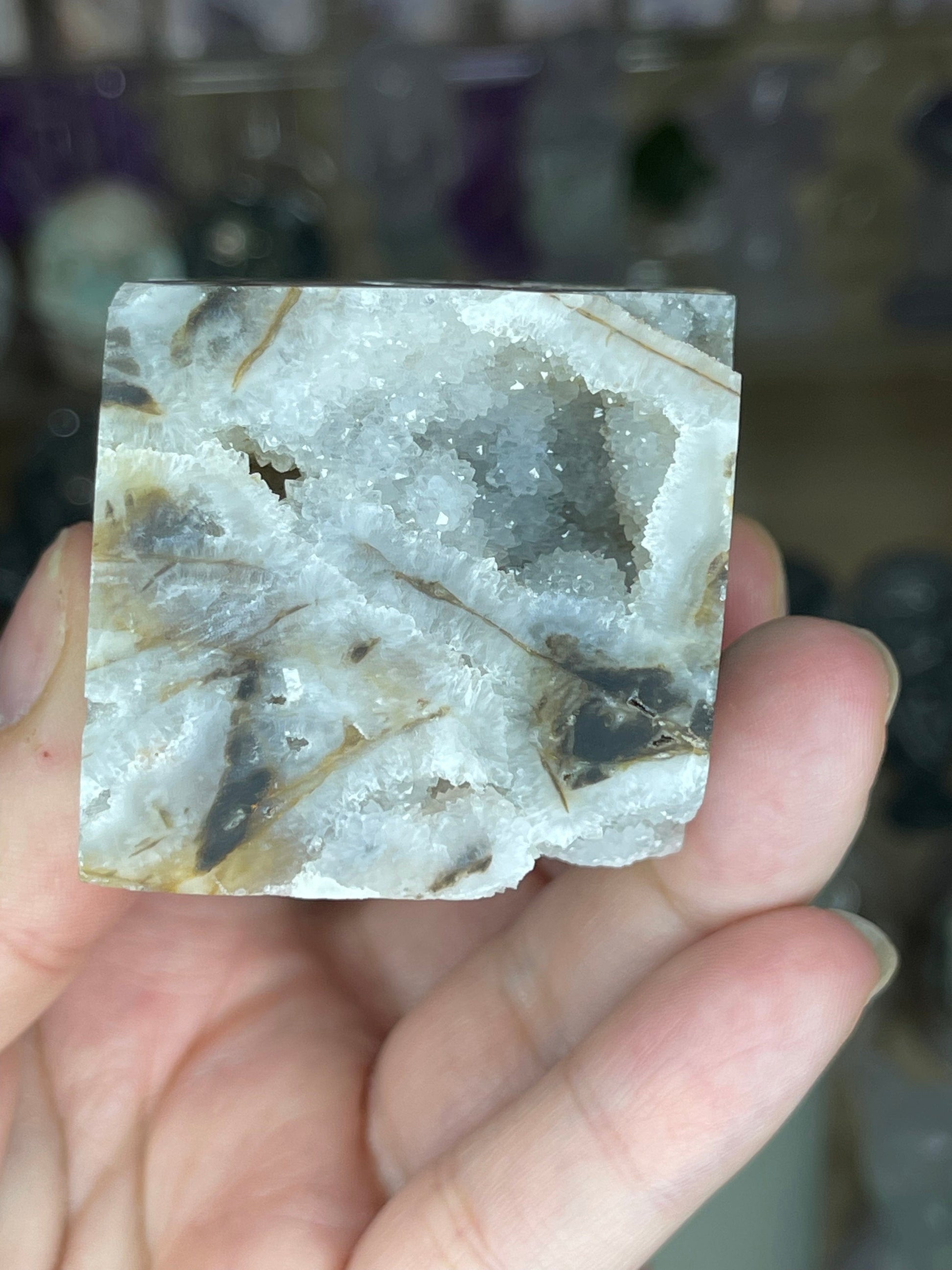 Two Twisted Souls  Crystals Sphalerite Floating Cube With Druzy