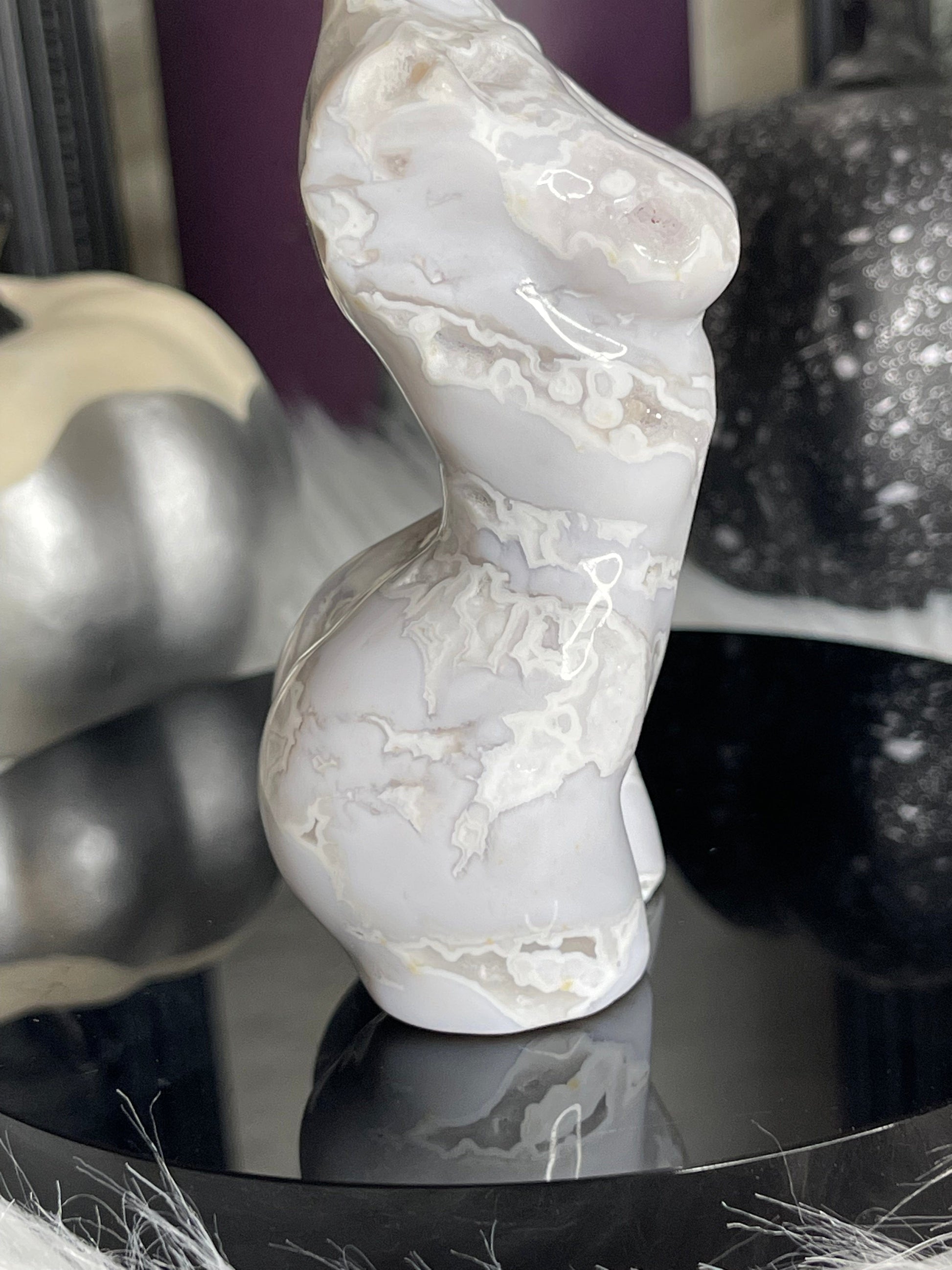 Two Twisted Souls  Crystals White Agate Goddess Body B