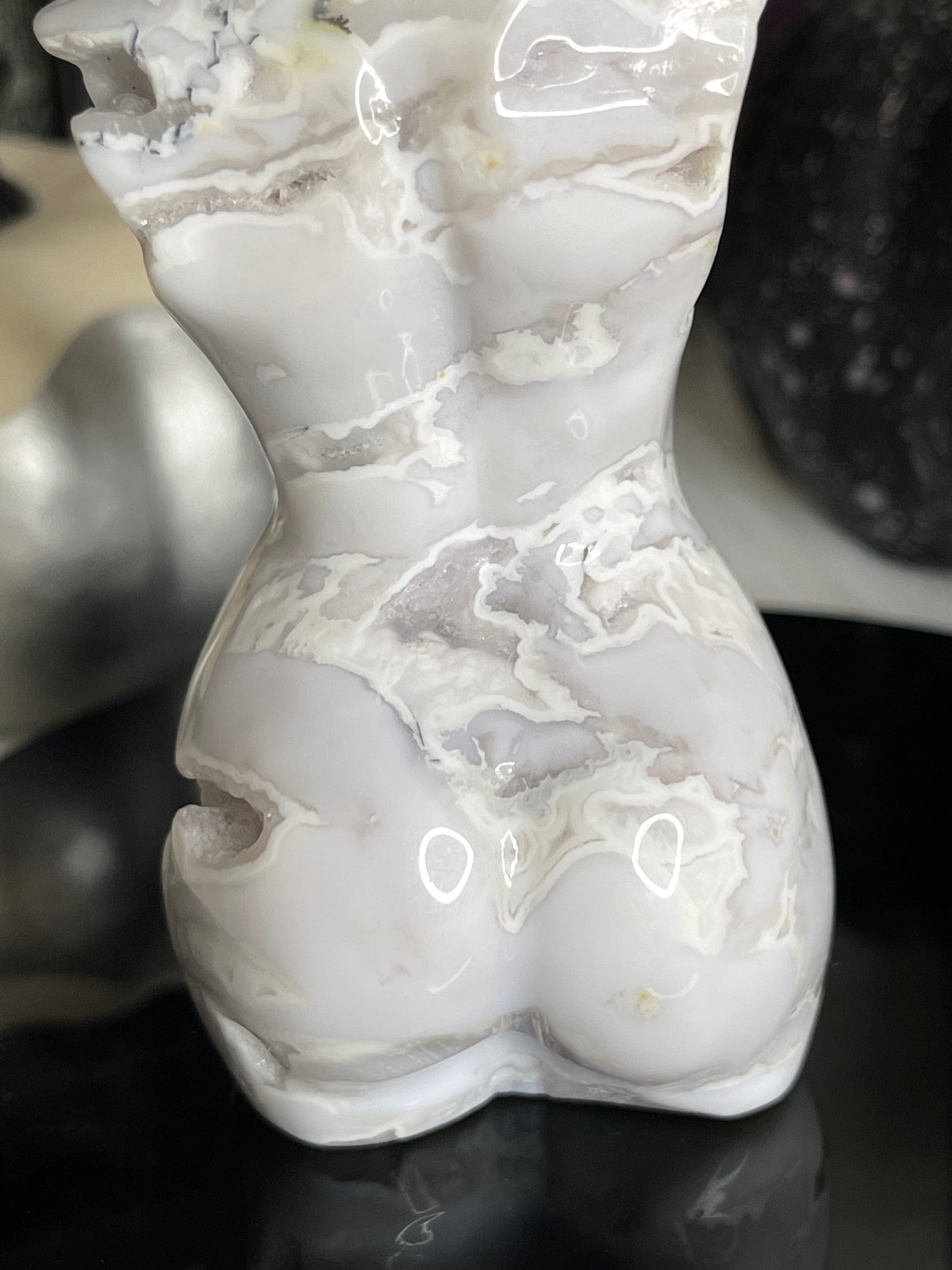 Two Twisted Souls  Crystals White Agate Goddess Body B