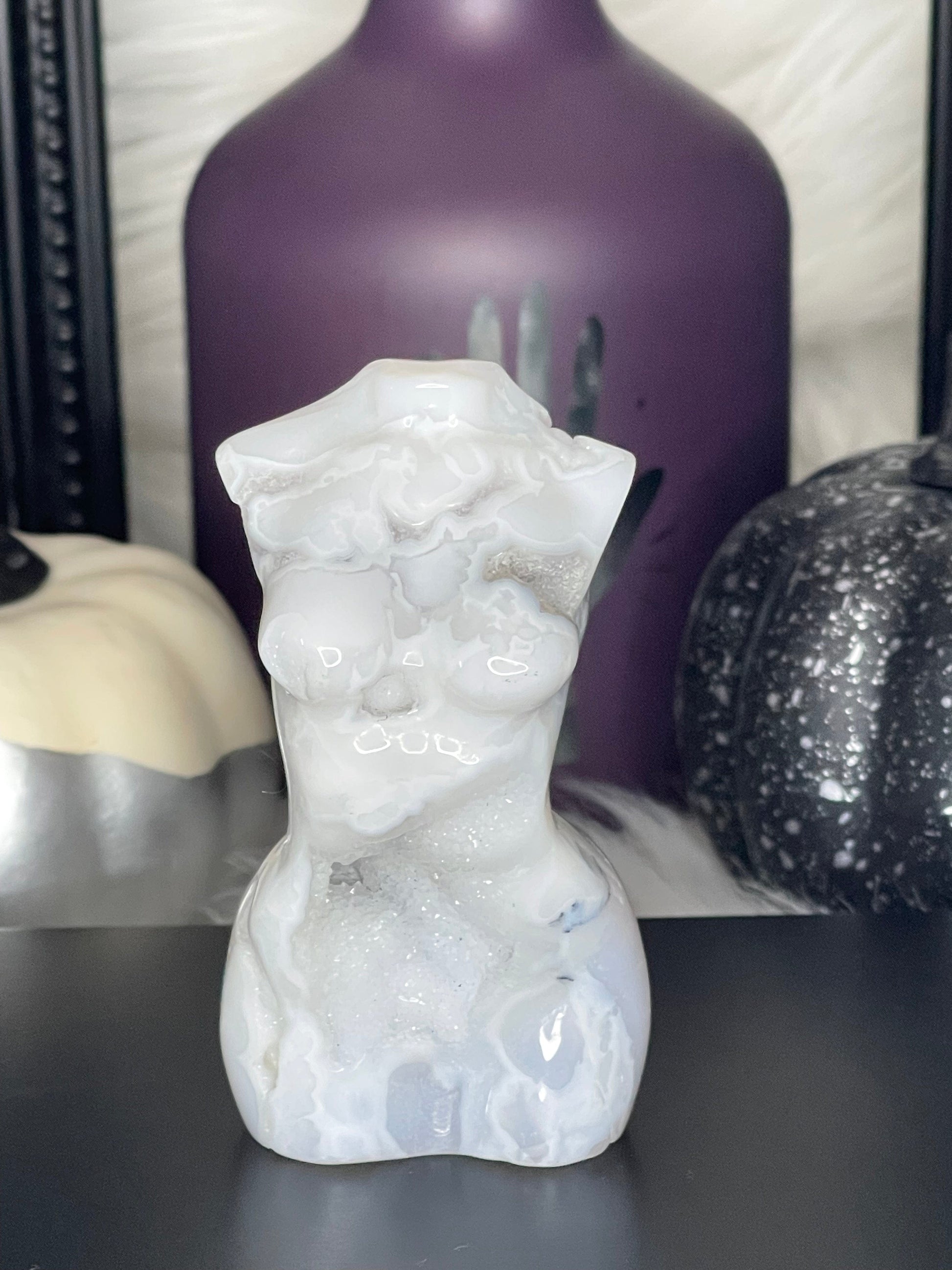 Two Twisted Souls  Crystals White Agate Goddess Body E