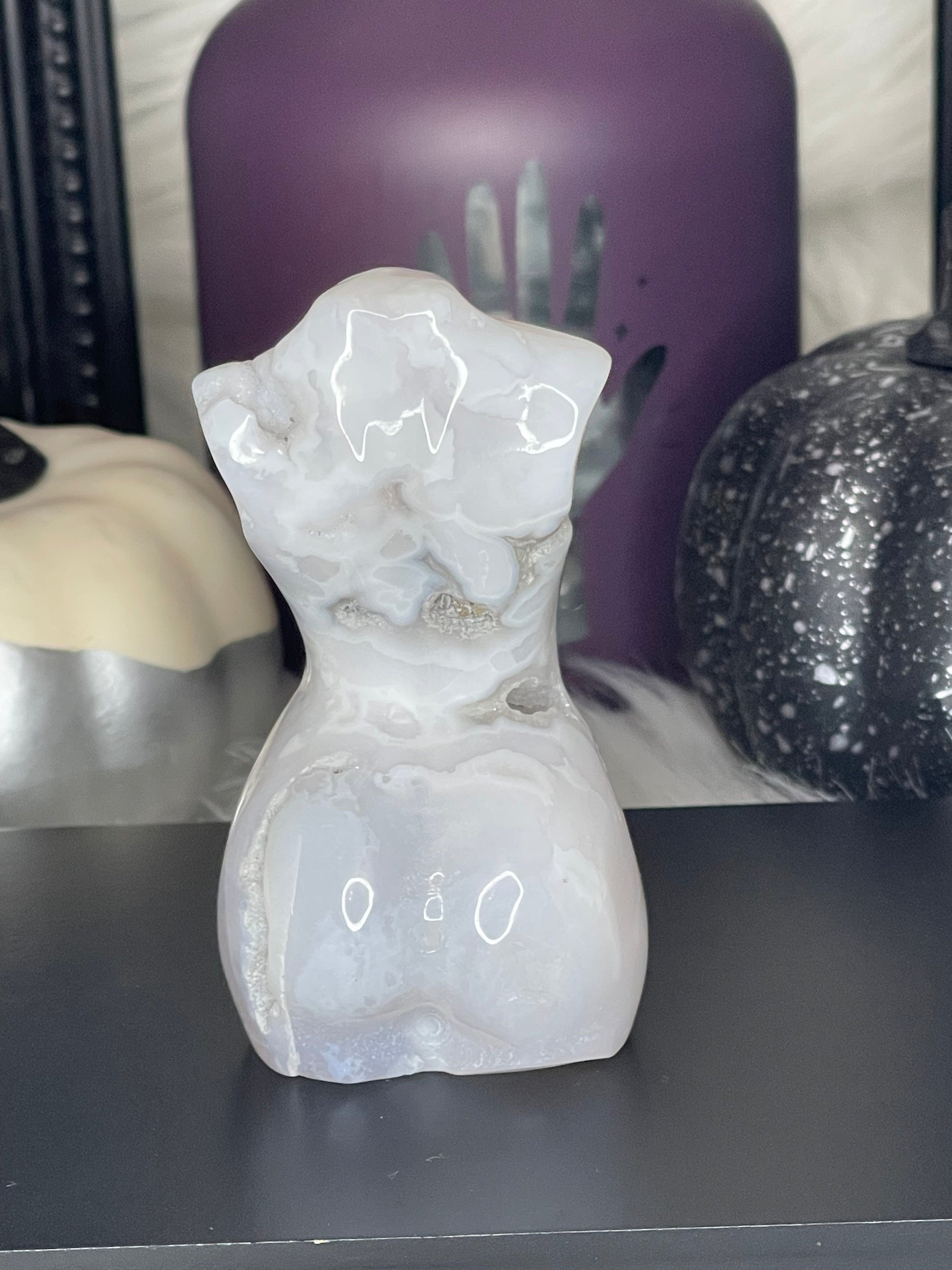 Two Twisted Souls  Crystals White Agate Goddess Body E