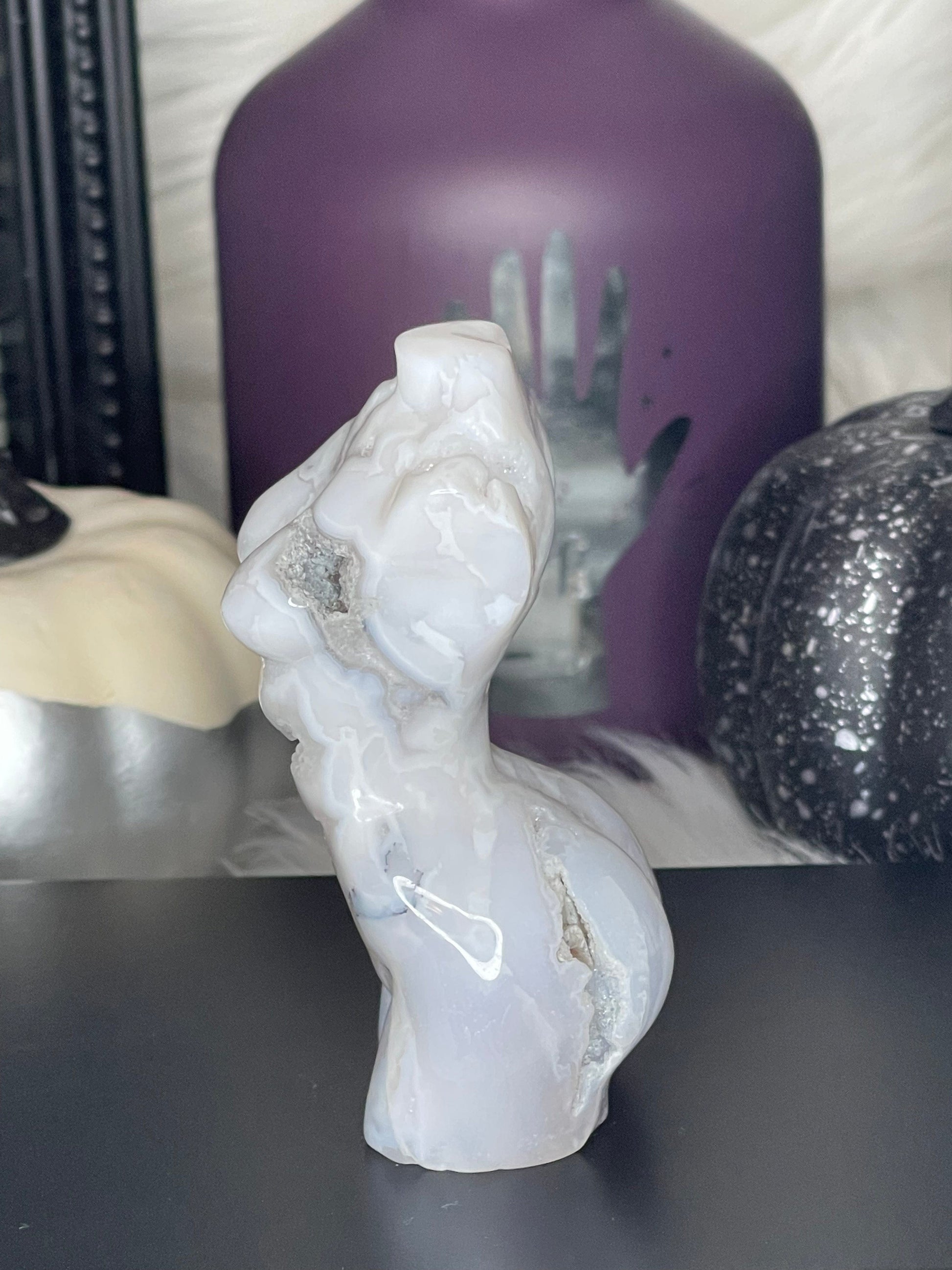 Two Twisted Souls  Crystals White Agate Goddess Body E