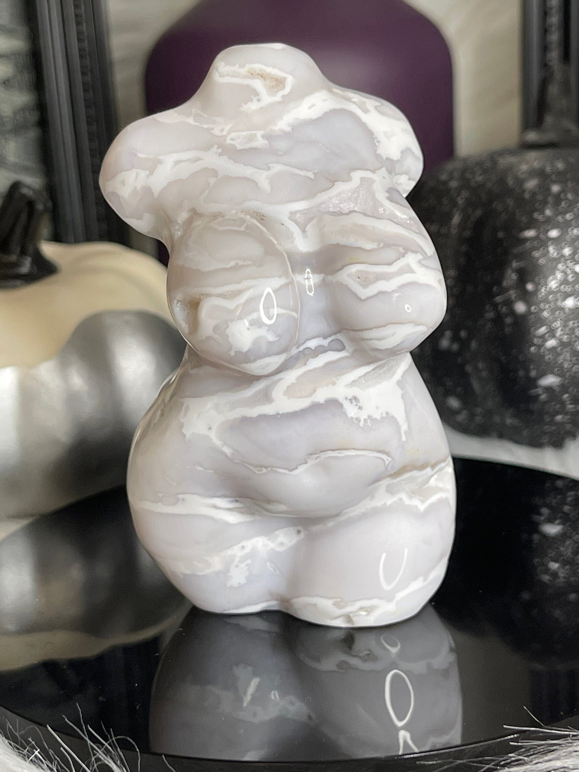 Two Twisted Souls  Crystals White Agate Thick Goddess Body K