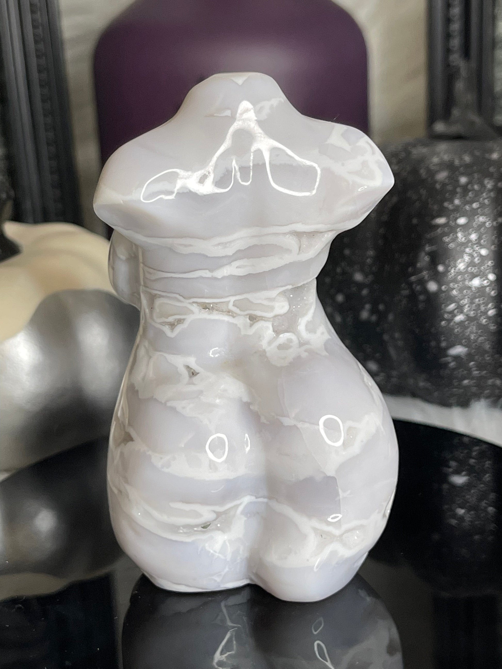 Two Twisted Souls  Crystals White Agate Thick Goddess Body K