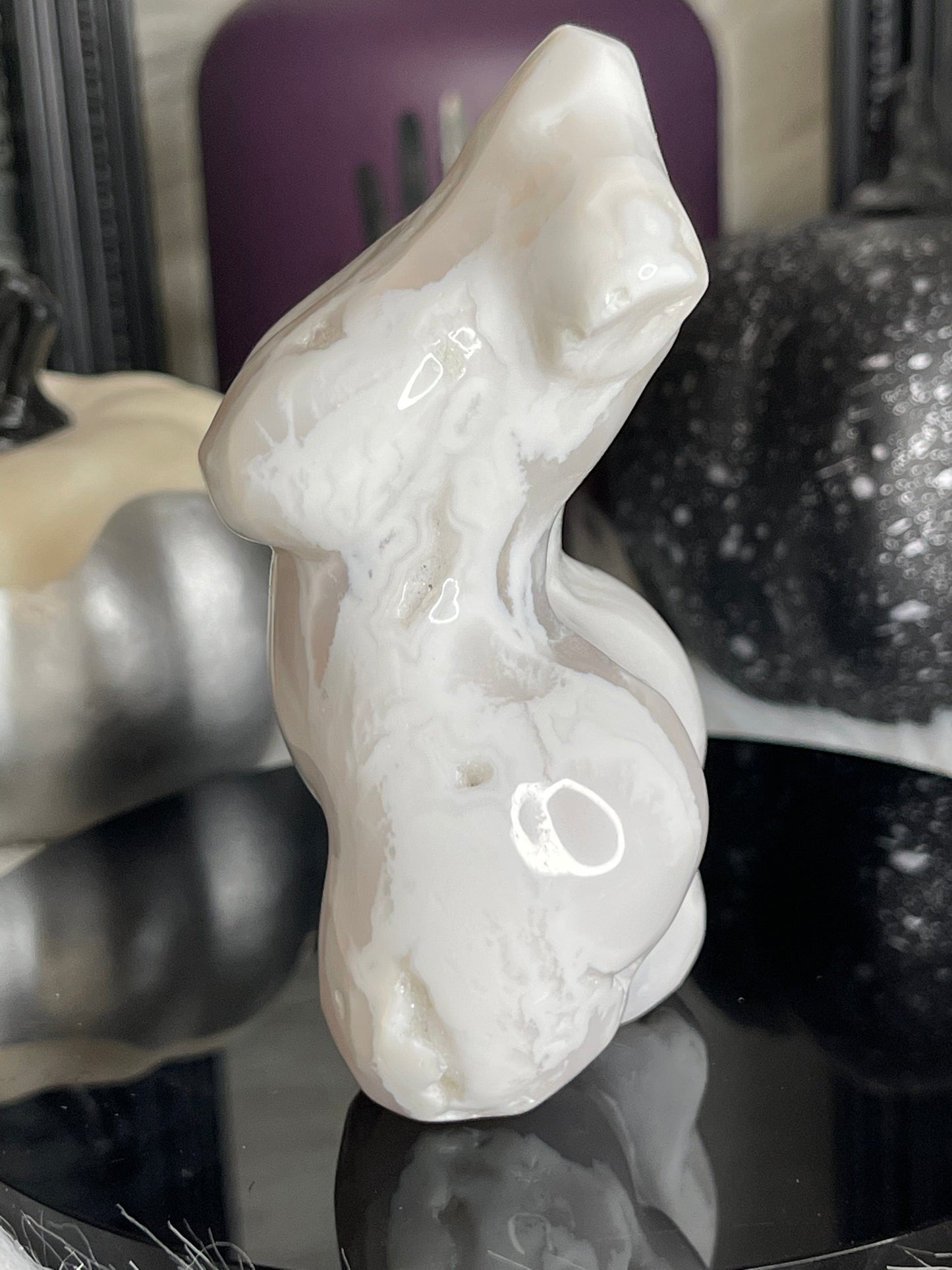 Two Twisted Souls  Crystals White Agate Thick Goddess Body L